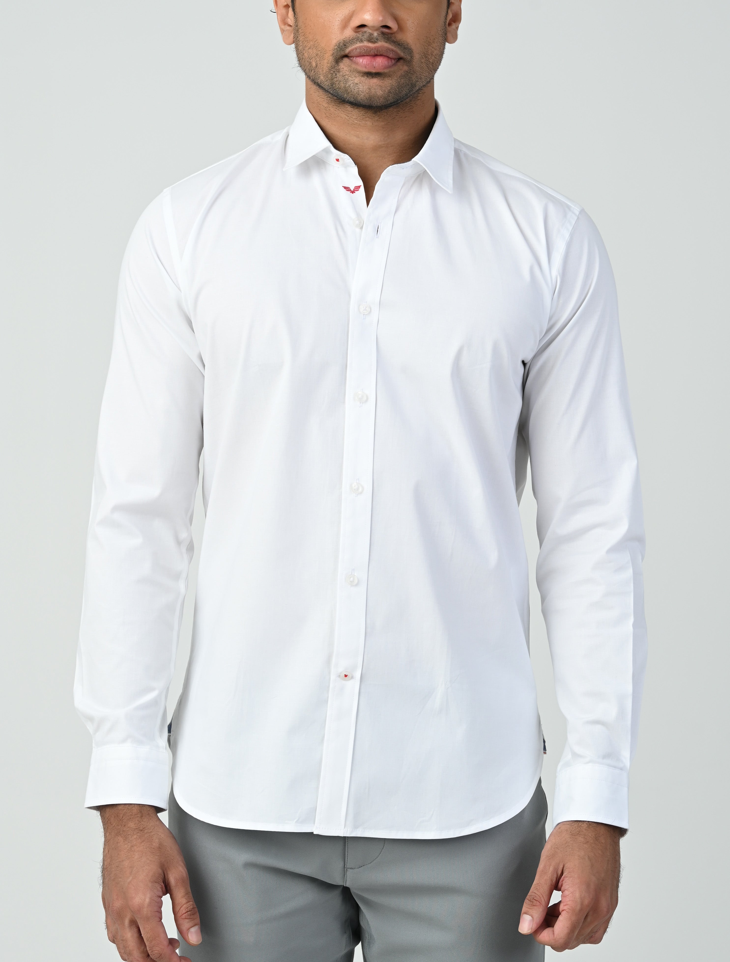 Vantage Sports white Noise Oxford Slim Fit Long Sleeve Mens Shirt