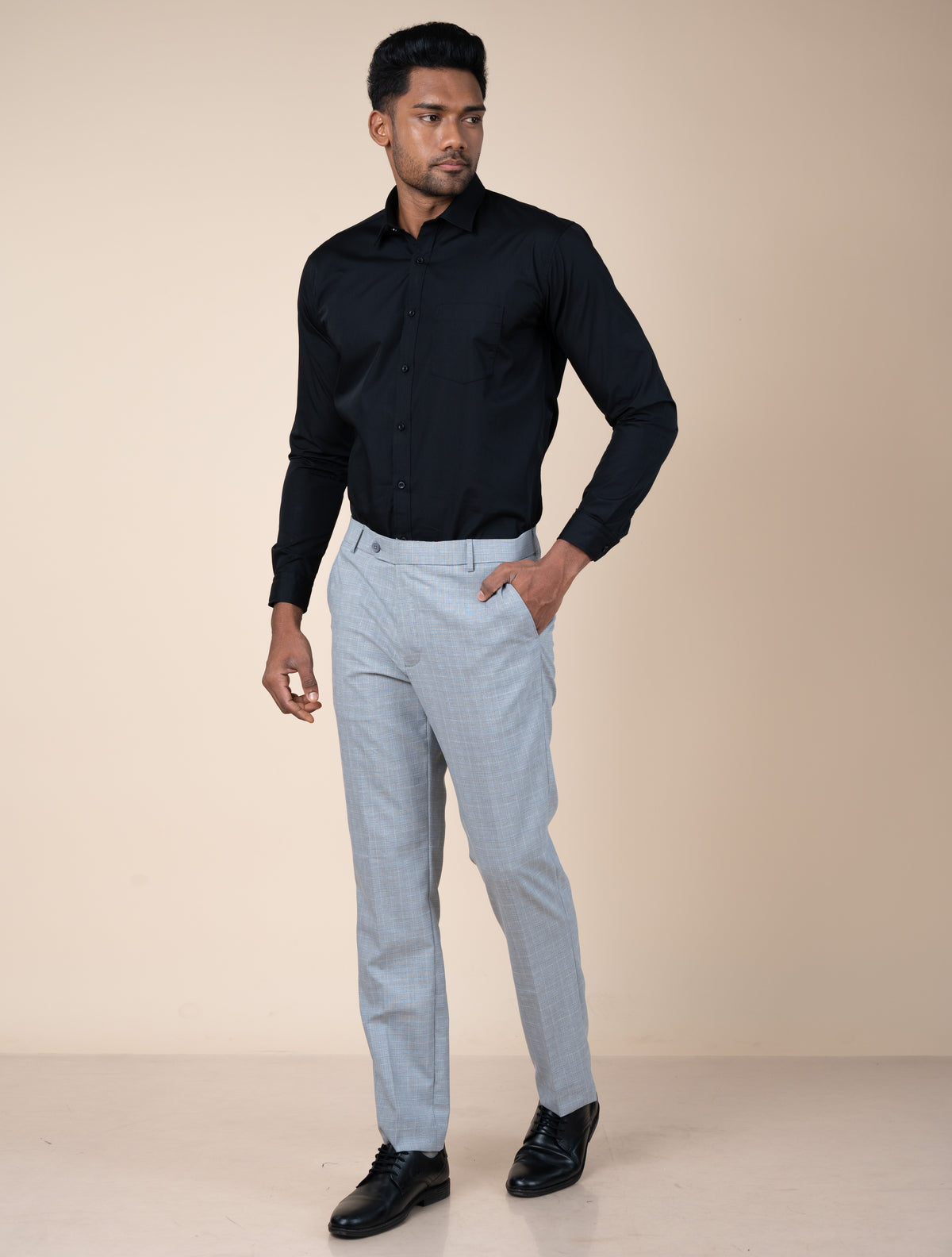 Ebony Formal Slim Fit Long Sleeve Plain Men