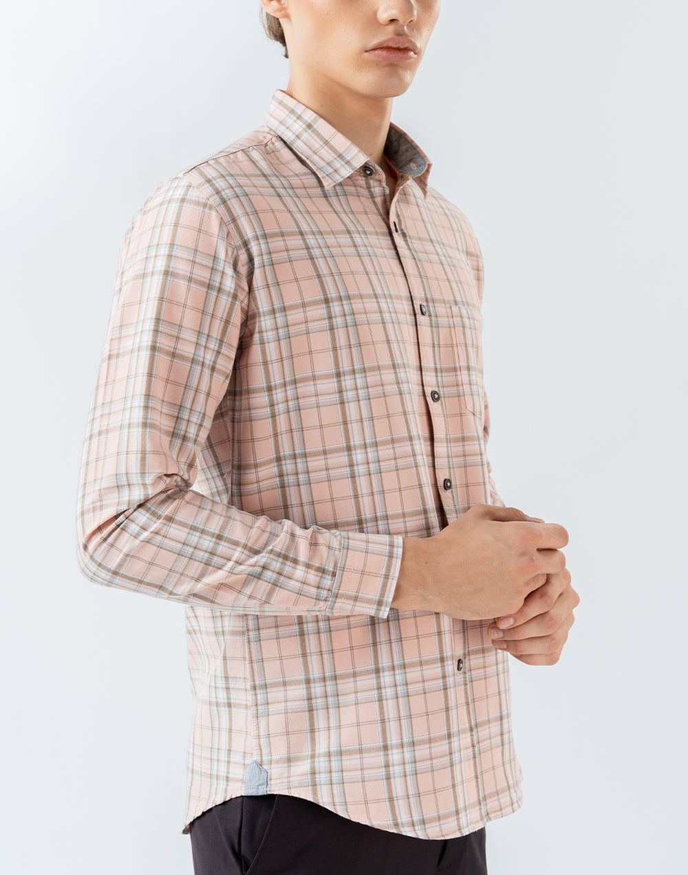 Mens Long Sleeve Caual Wear Pastel Pink Shirt