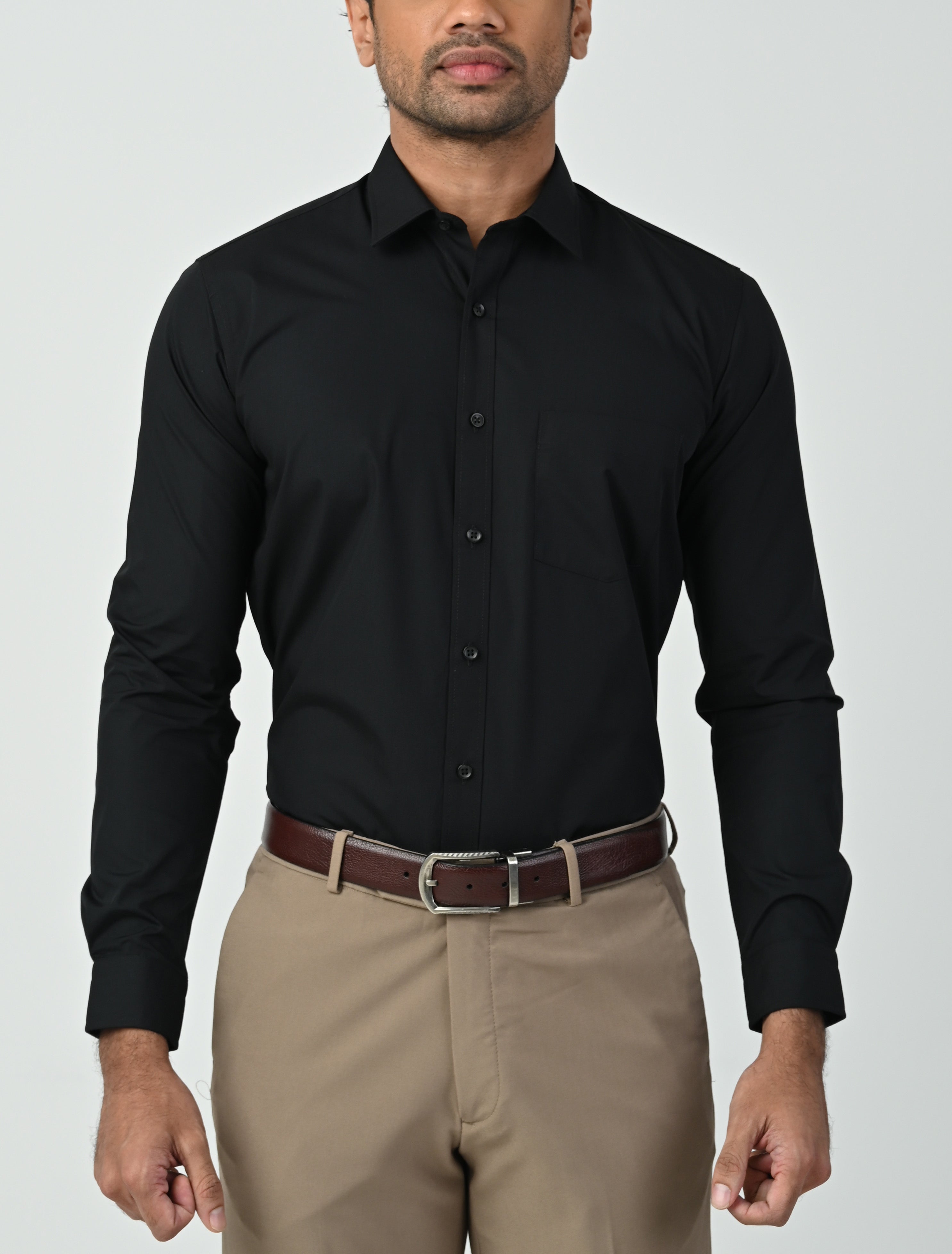 Ebony Casuals Slim Fit Long Sleeve Plain Men