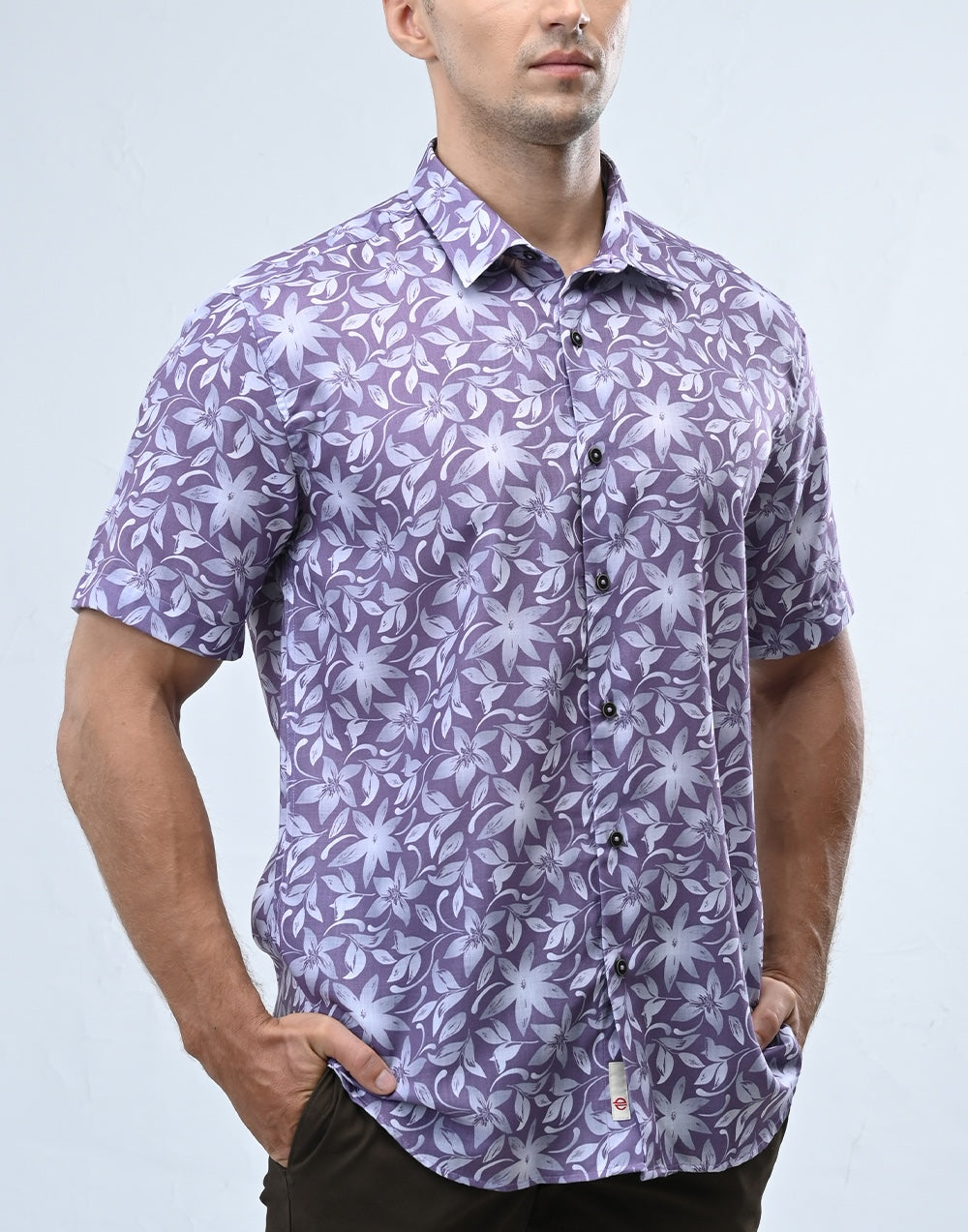 Ebony Casual Short Sleeve Slim Fit Mens Shirt