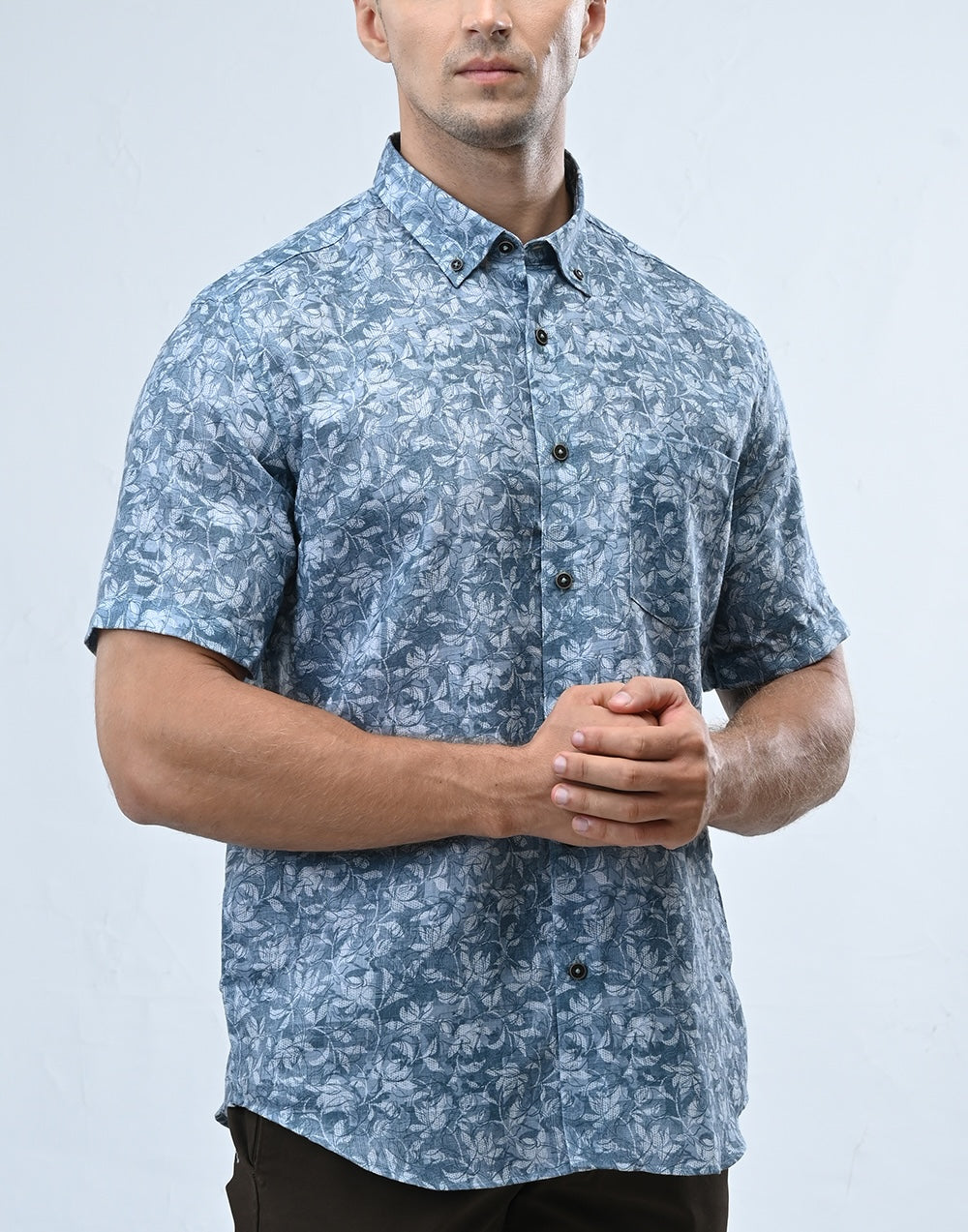 Ebony Casual Short Sleeve Slim Fit Mens Shirt