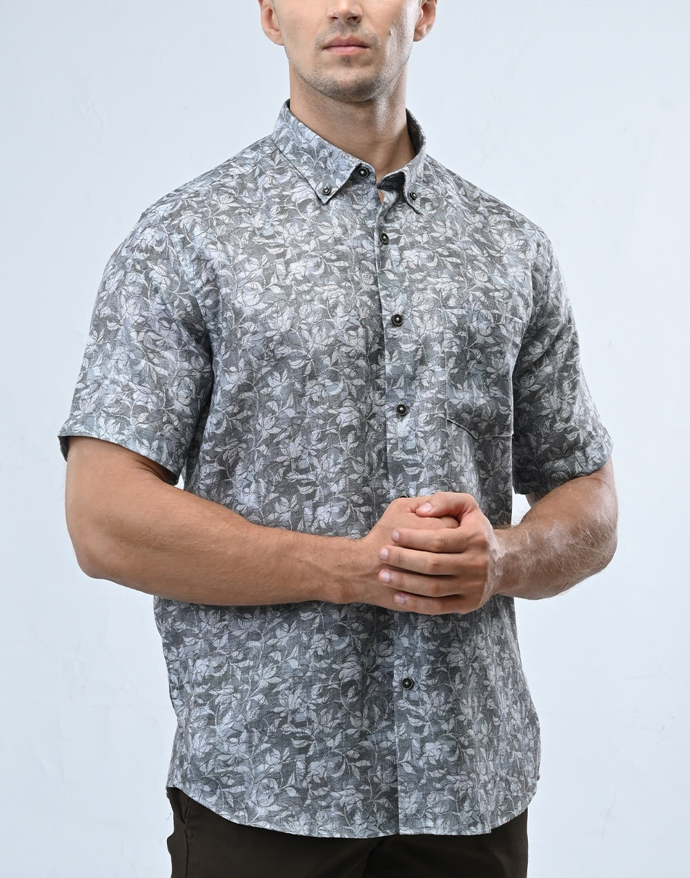 Ebony Casual Short Sleeve Slim Fit Mens Shirt