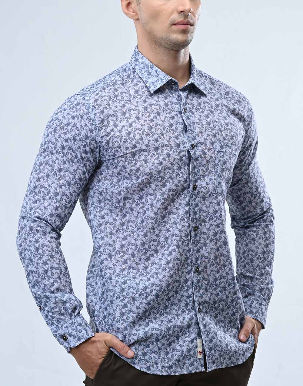 Ebony Casual Long Sleeve Slim Fit Mens Shirt