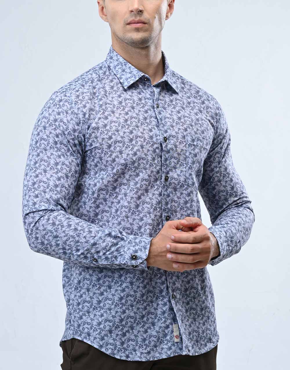 Ebony Casual Long Sleeve Slim Fit Mens Shirt
