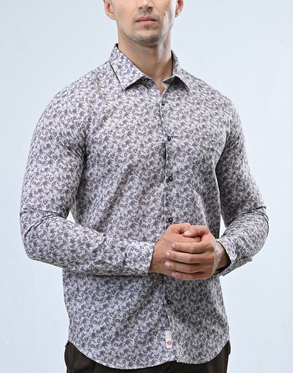 Ebony Casual Long Sleeve Slim Fit Mens Shirt