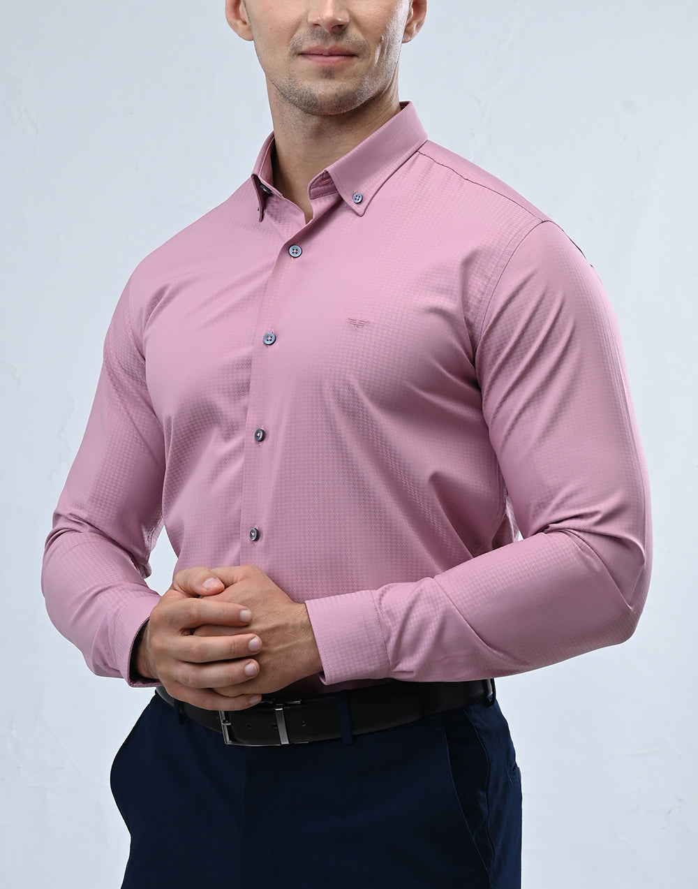 Vantage Blue Bamboo Stretch Fabric Slim Fit Long Sleeve Mens Shirt