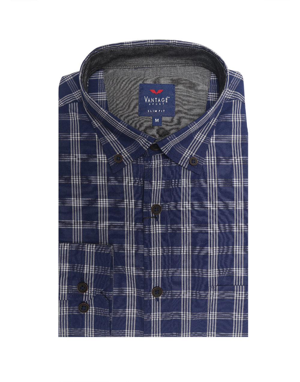 Vantage Sports Check Slim Fit Long Sleeve Mens Shirt