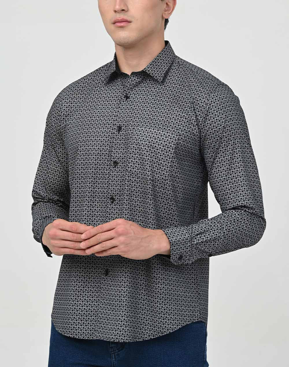 Ebony Casuals Slim Fit 100% Cotton Long Sleeve Mens Shirt