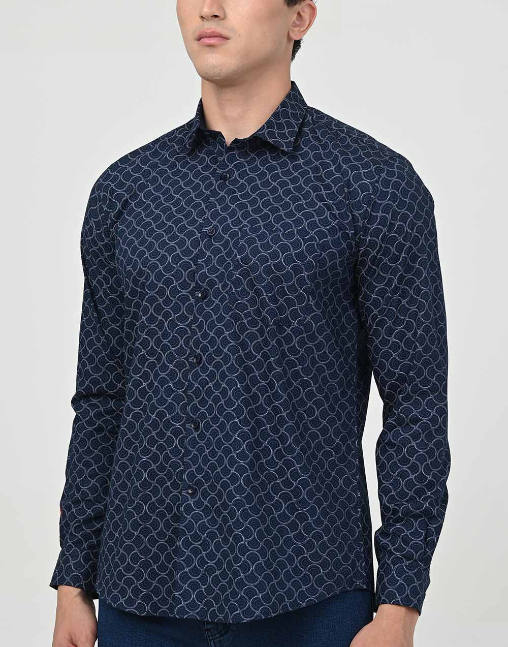 Ebony Casuals Slim Fit Long Sleeve Printed Mens Shirt