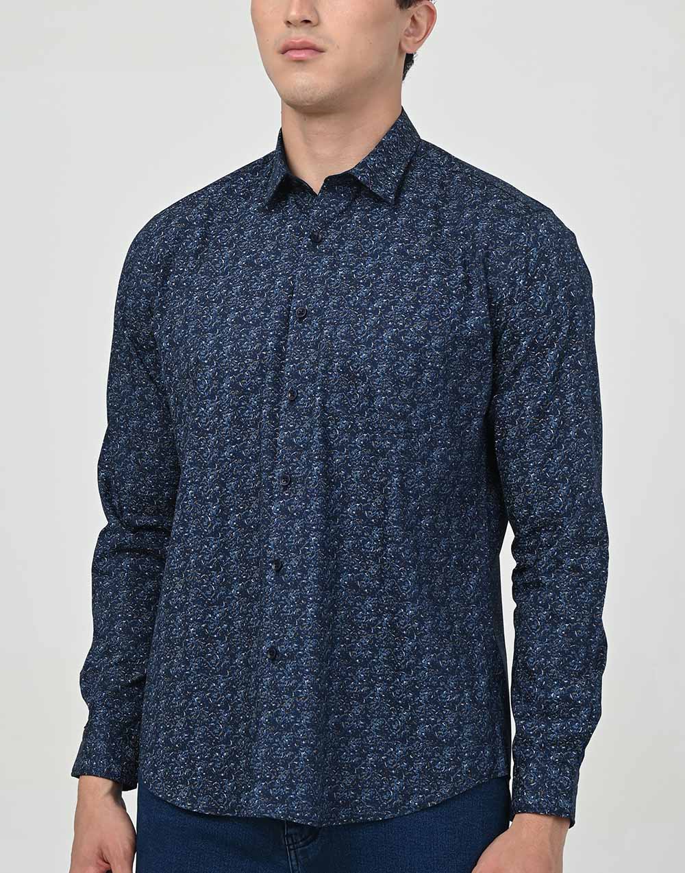 Ebony Casual Printed Slim Fit Long Sleeve Casual Shirt