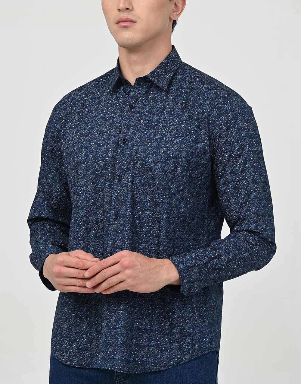 Ebony Casual Printed Slim Fit Long Sleeve Casual Shirt