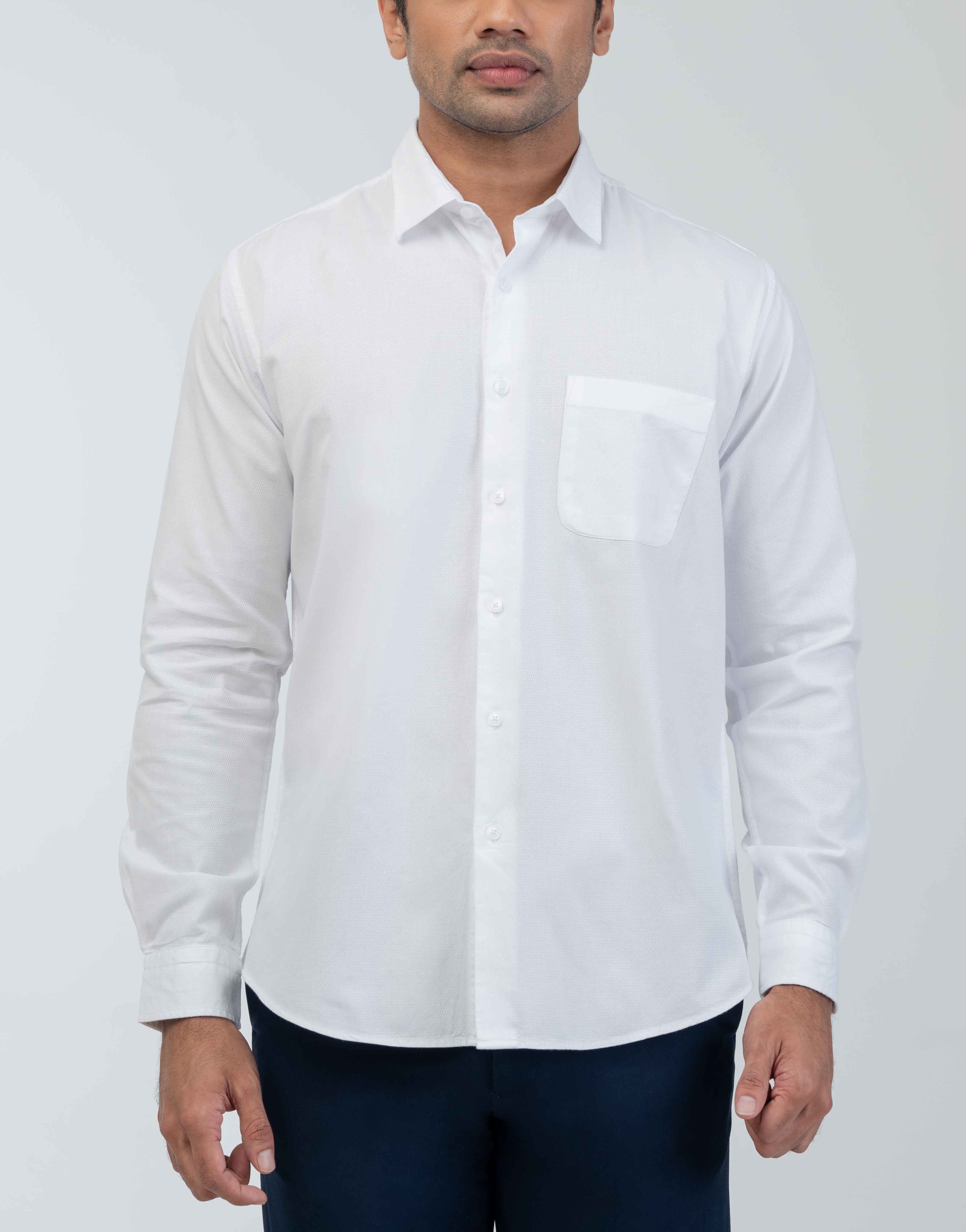 Vantage Sports Slim Fit 100% Cotton Dobby Long Sleeve Men