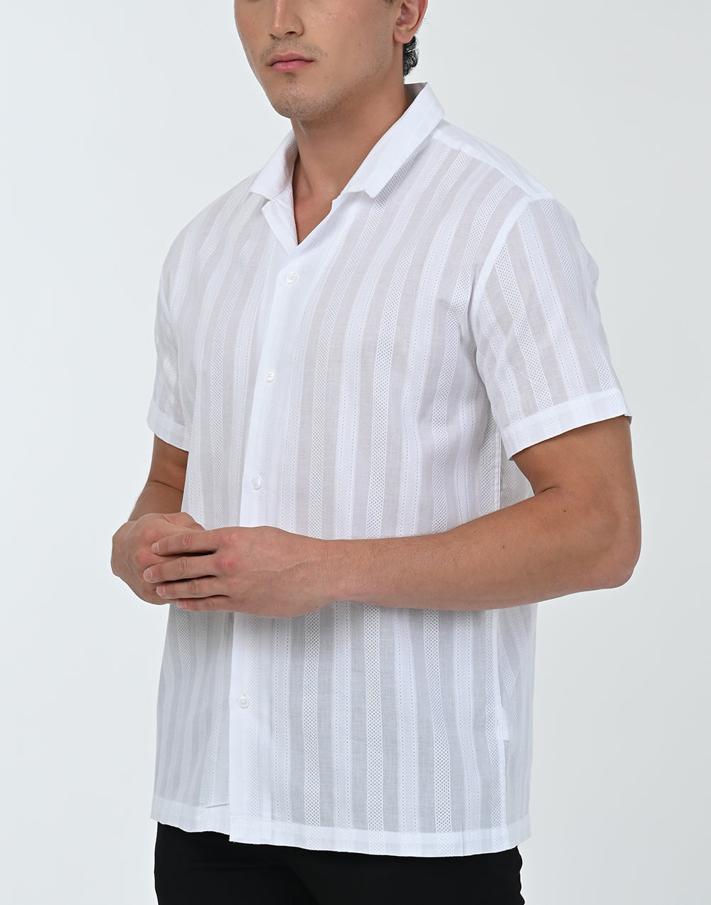 Vantage Sports Regular Fit Short Sleeve Riviera Cuban Collar Dobby Mens Shirt