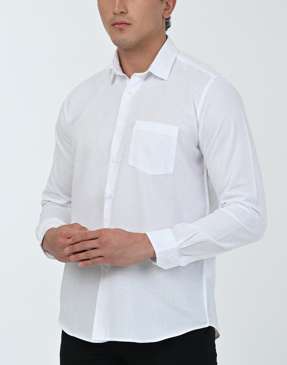 Vantage Sports SlimFit Long Sleeve 100% Cotton Dobby Mens Shirt