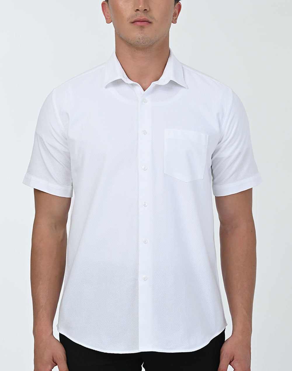 Vantage Sports SlimFit Short Sleeve 100% Cotton Dobby Mens Shirt