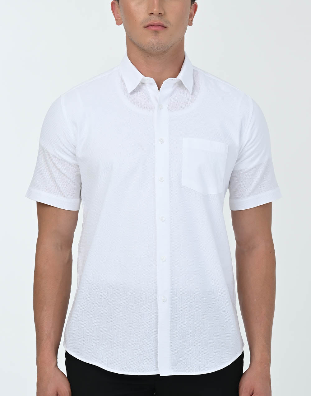 Vantage Sports SlimFit Short Sleeve 100% Cotton Dobby Mens Shirt