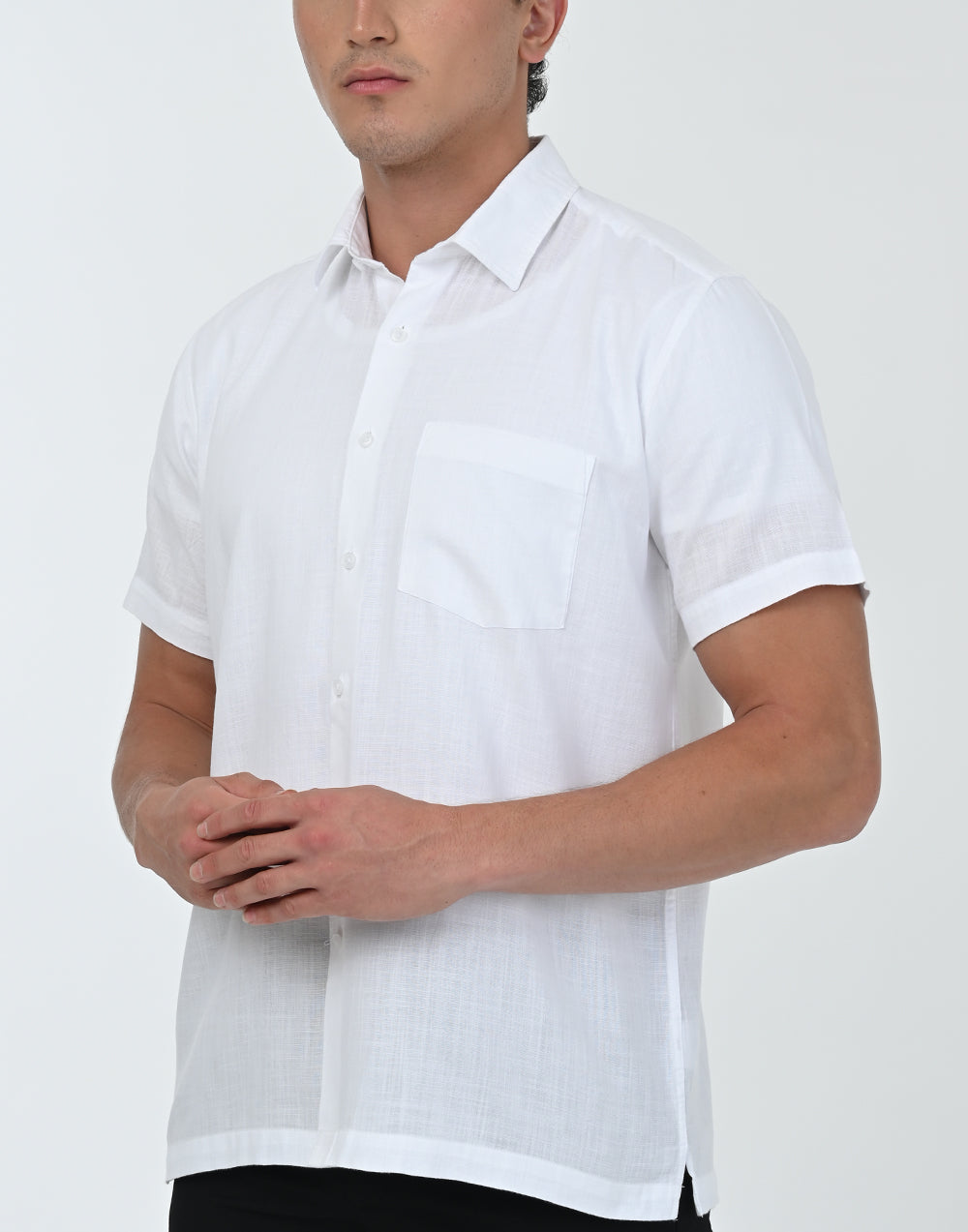 Vantage Sports Slim Fit Short Sleeve 100% Cotton Dobby Mens Shirt