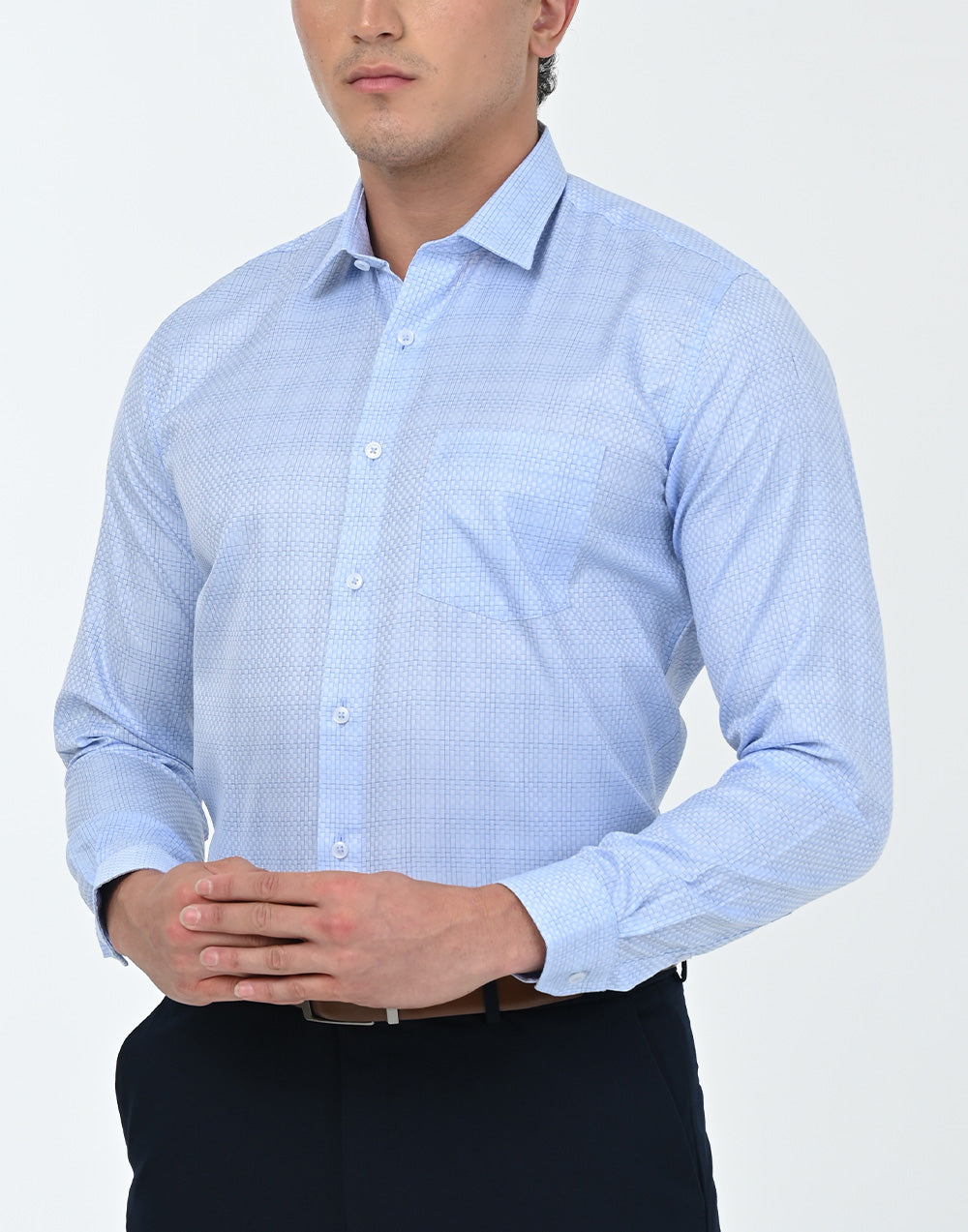 Vantage Business Slim Fit Long Sleeve  check Dobby Mens Shirt