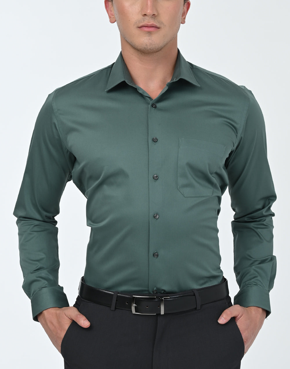 Vantage Blue 100 Cotton Slim Fit Long Sleeve Stretch Mens Shirt