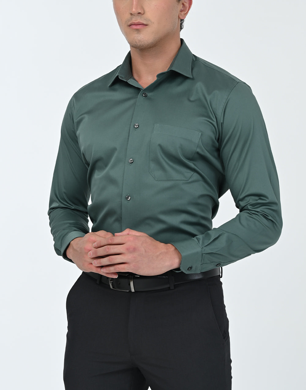 Vantage Blue 100 Cotton Slim Fit Long Sleeve Stretch Mens Shirt