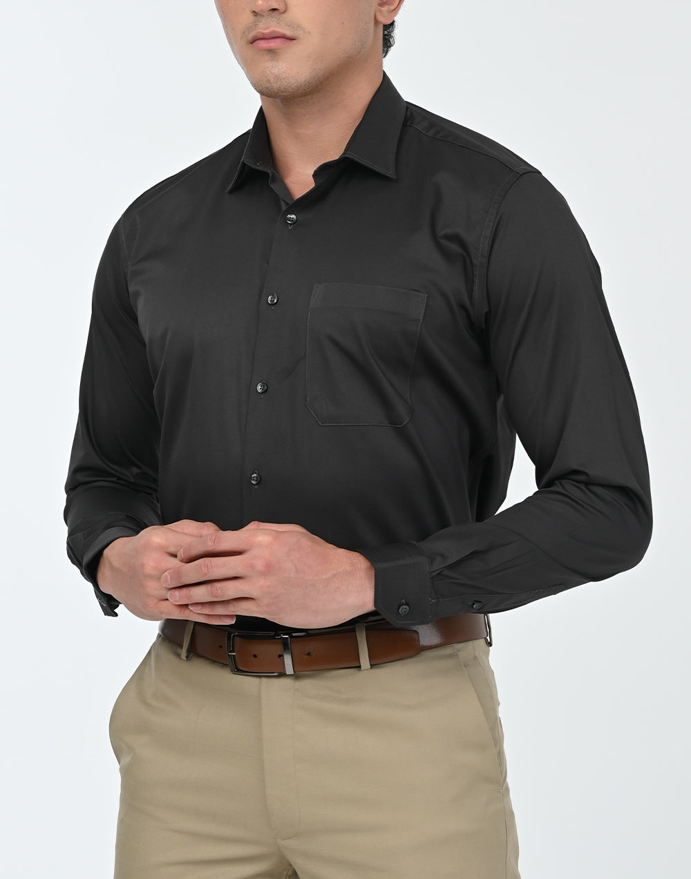 Vantage Blue 100% Cotton Slim Fit Long Sleeve Stretch Men's Shirt