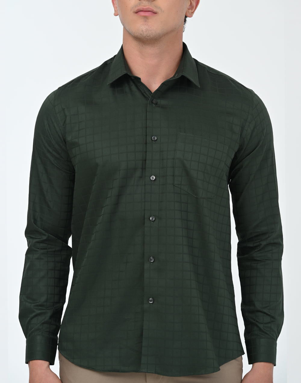 Vantage Ceremony SlimFit Long Sleeve 100% Cotton Chek Mens Shirt