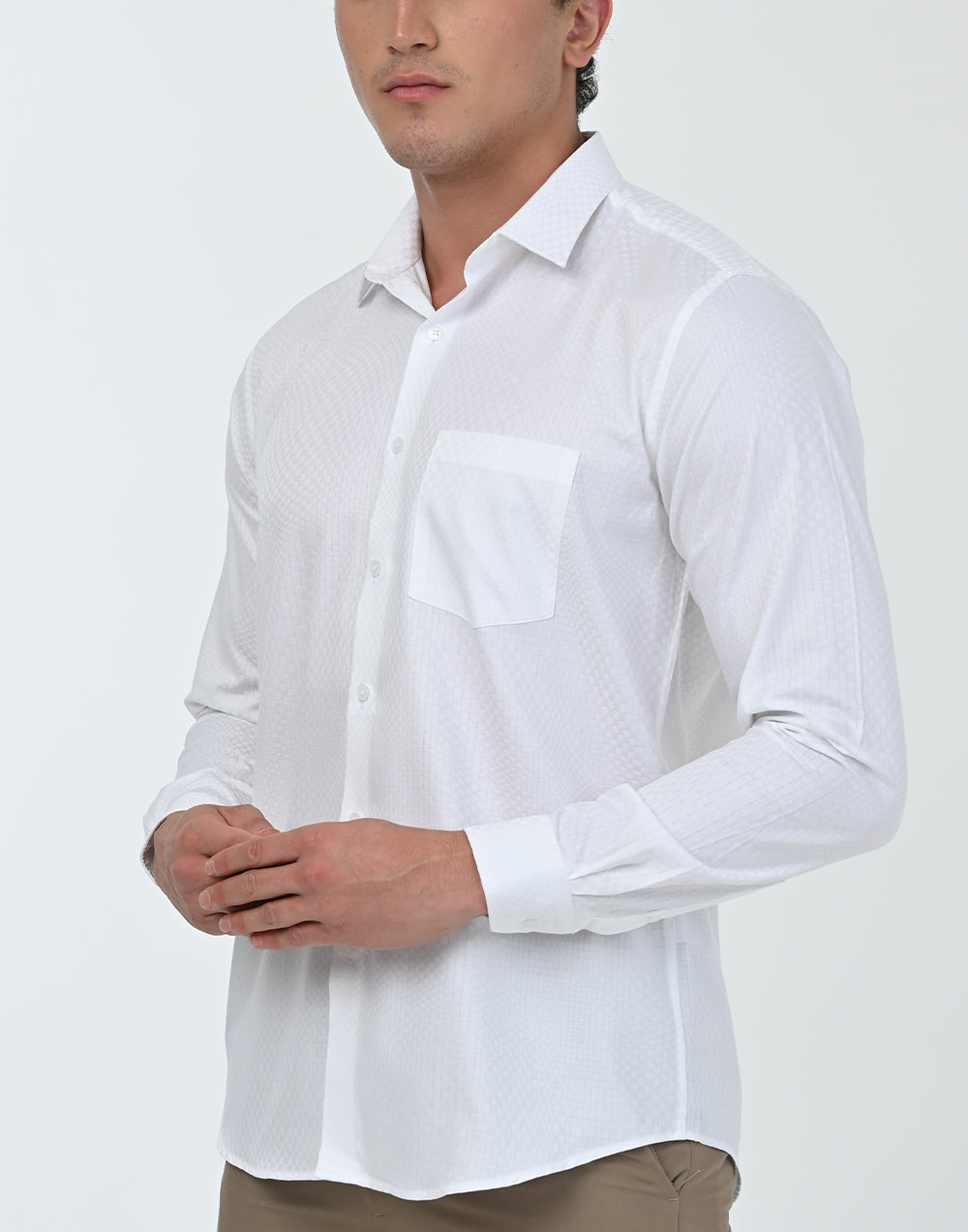 Vantage Ceremony SlimFit Long Sleeve 100%Cotton Dobby Mens Shirt