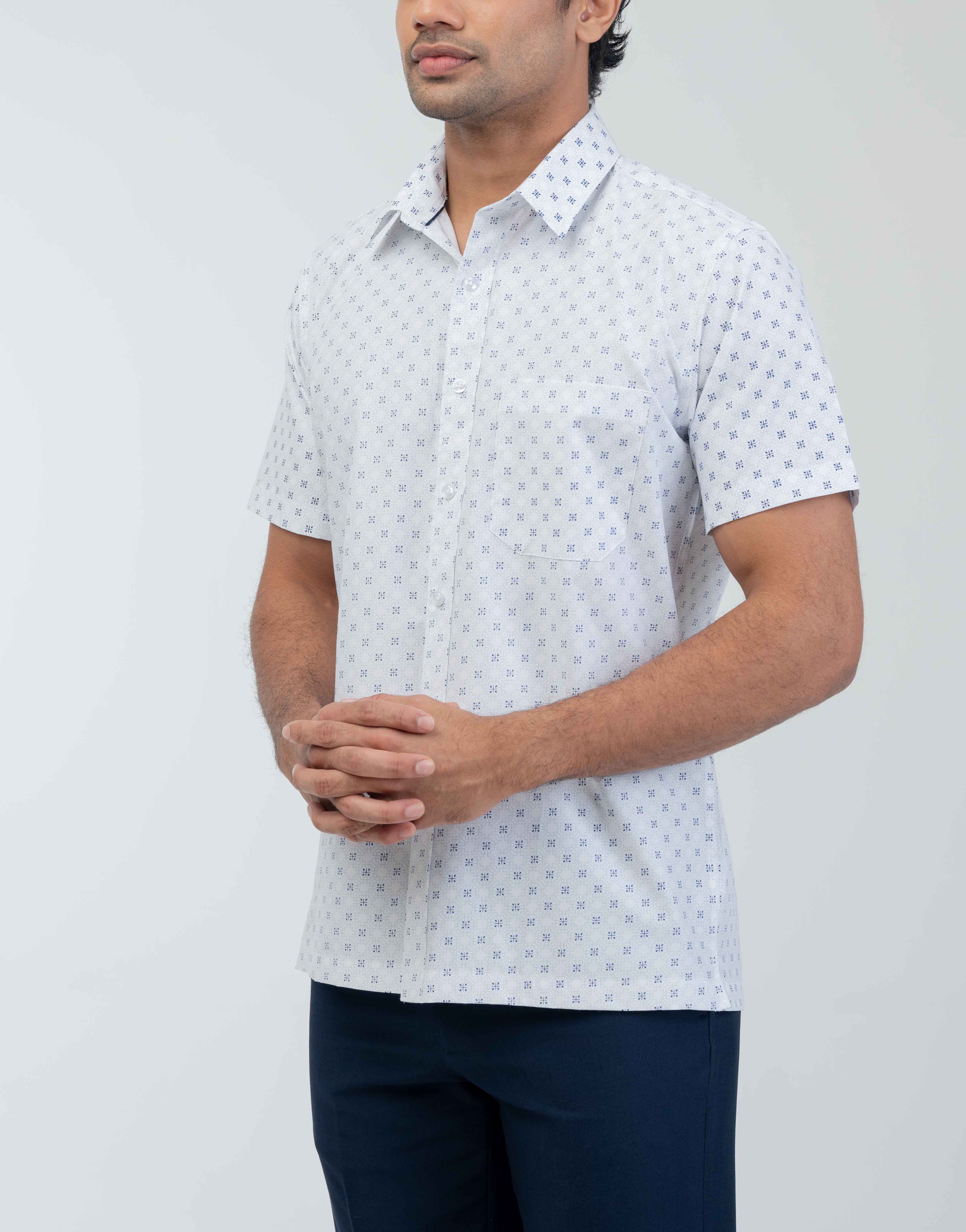 Ebony Casuals Regular Fit Printed Short Sleeve Men