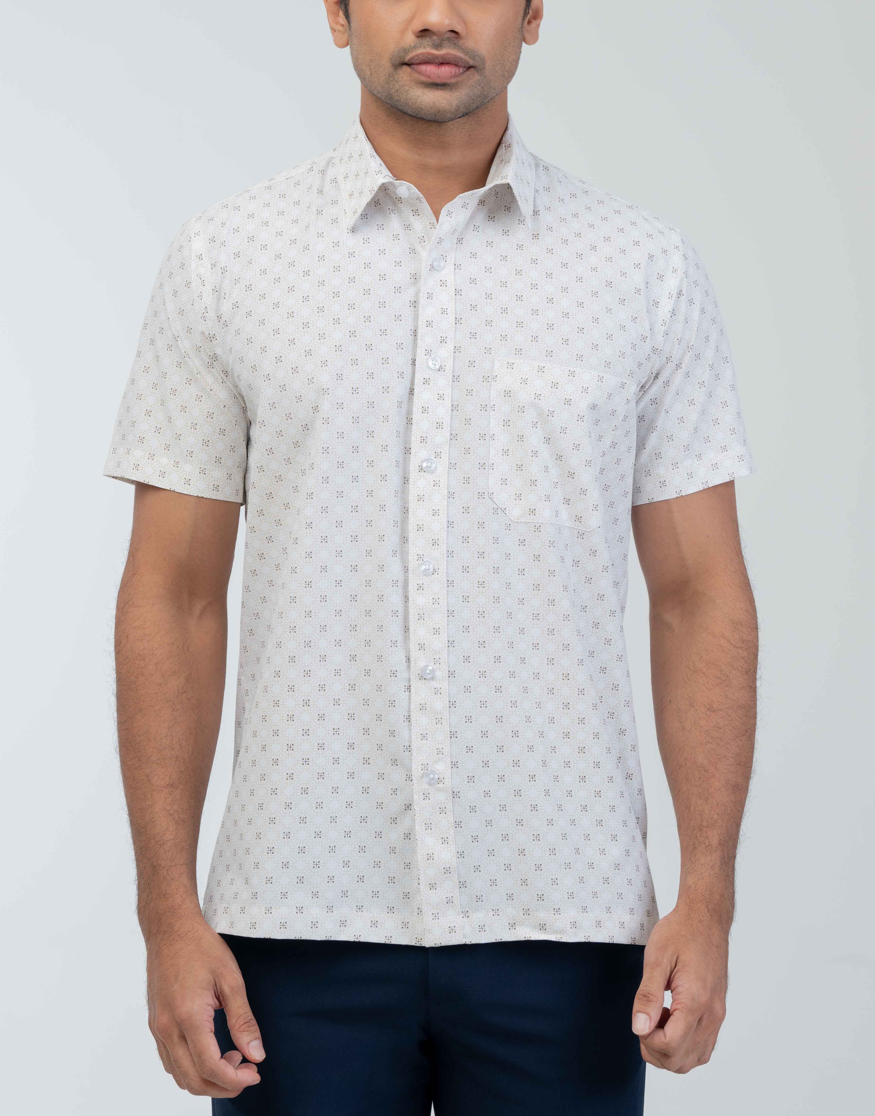 Ebony Casuals Regular Fit Printed Short Sleeve Men
