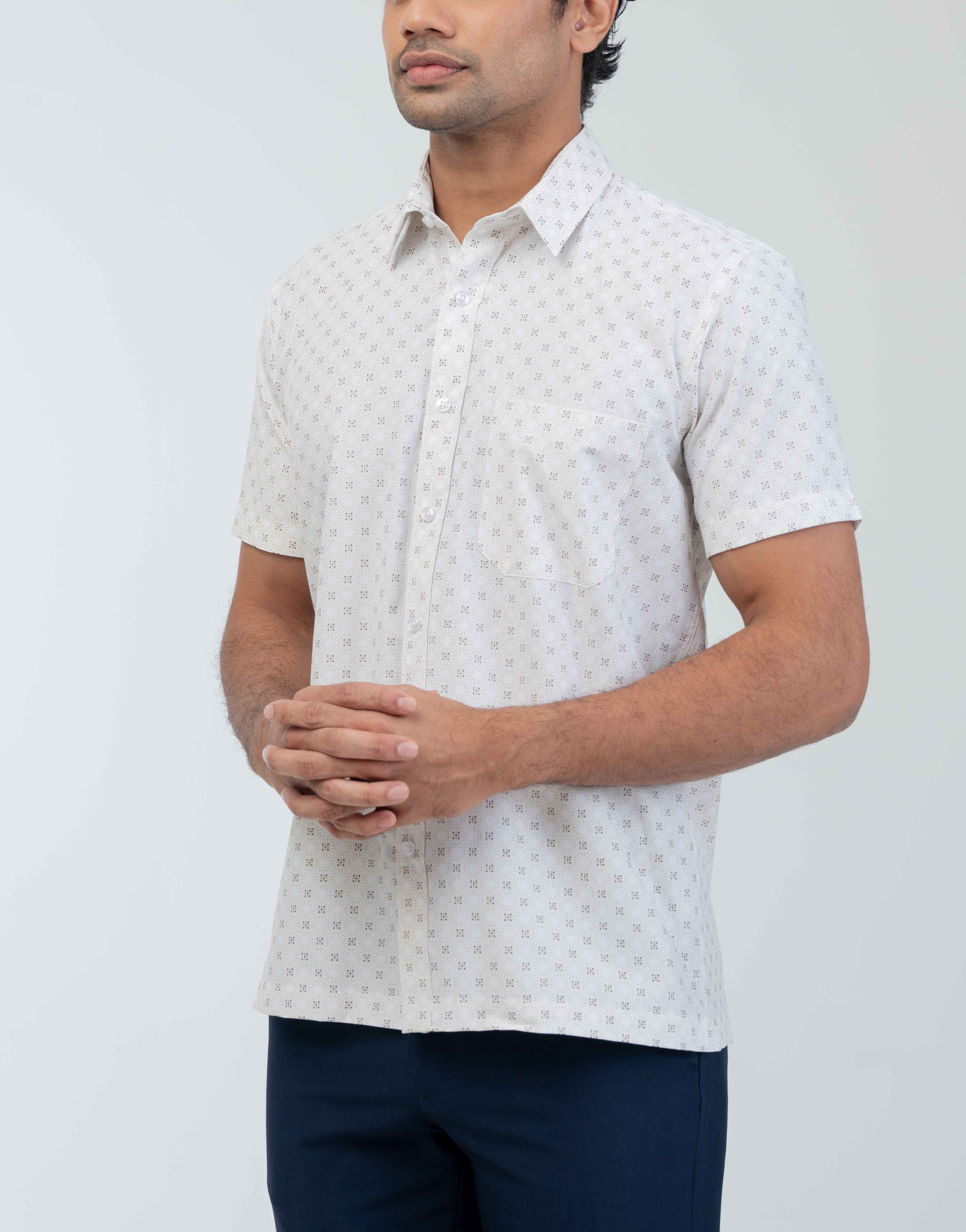 Ebony Casuals Regular Fit Printed Short Sleeve Men