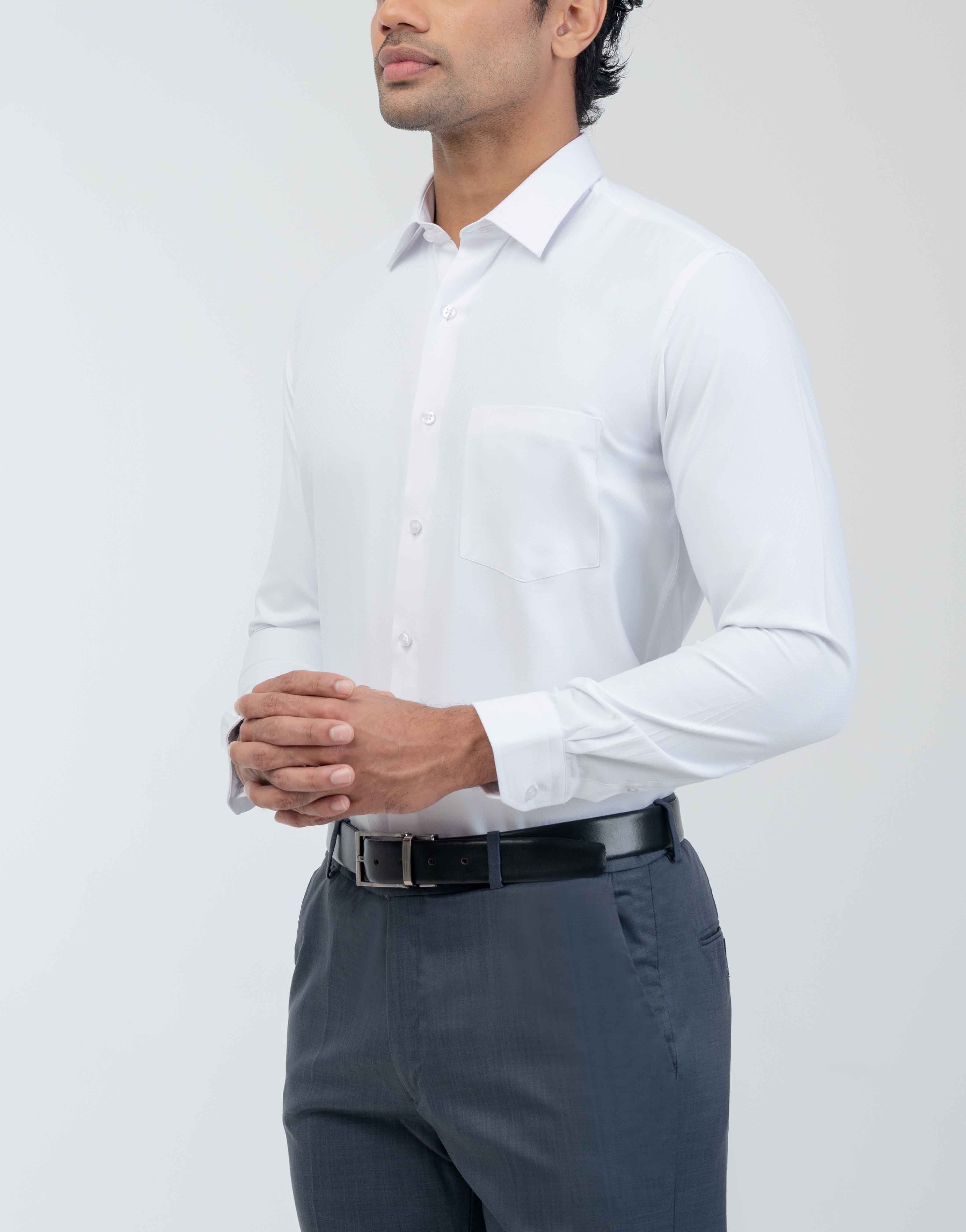 Vantage Uber Sartorial Collection Slim Fit Long Sleeve Shirt Cotton Spandex Dobby Fabric Men's Fashion Shirt