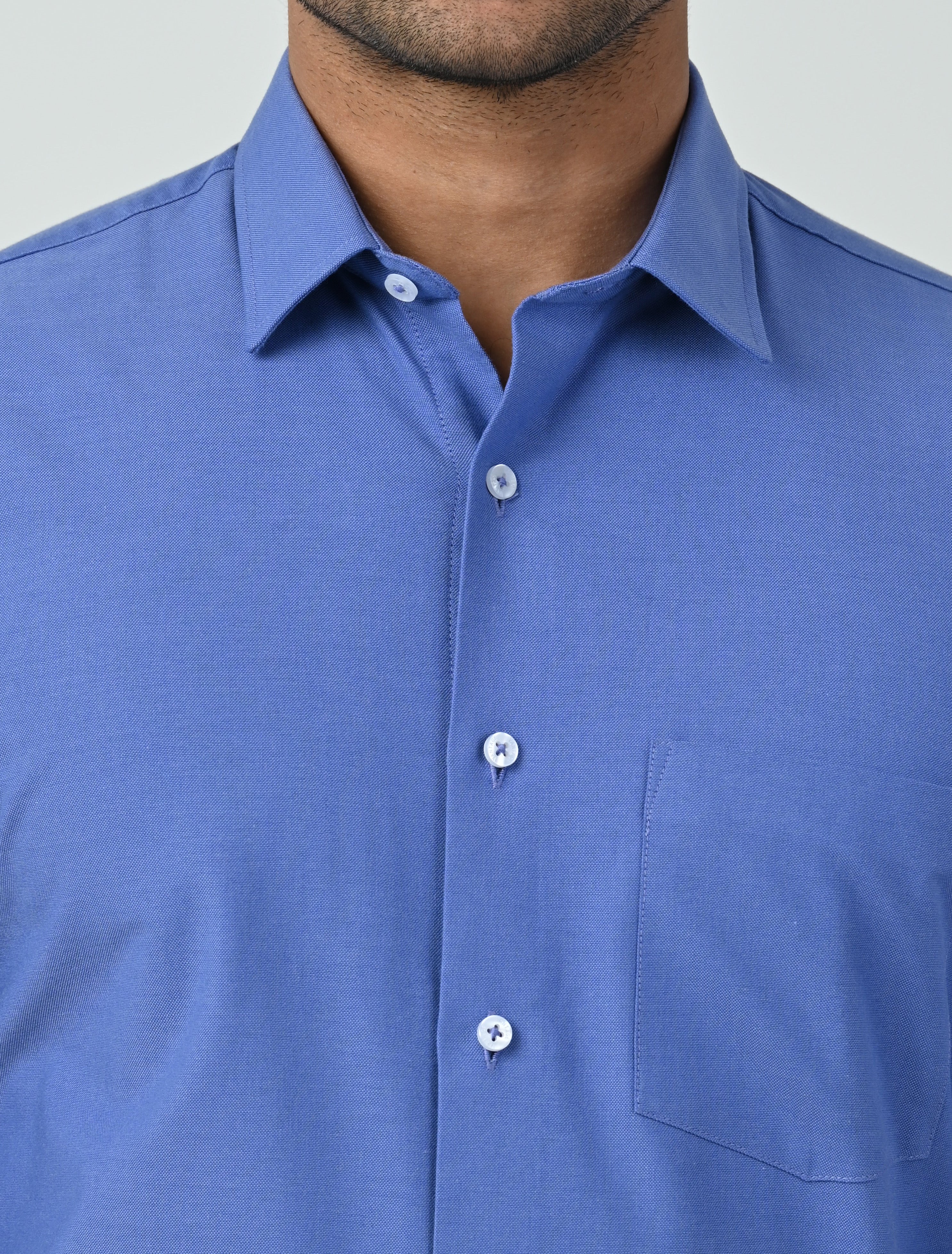 Vantage Blue Slim Fit Long Sleeve Oxford Men's Fashion Shirt