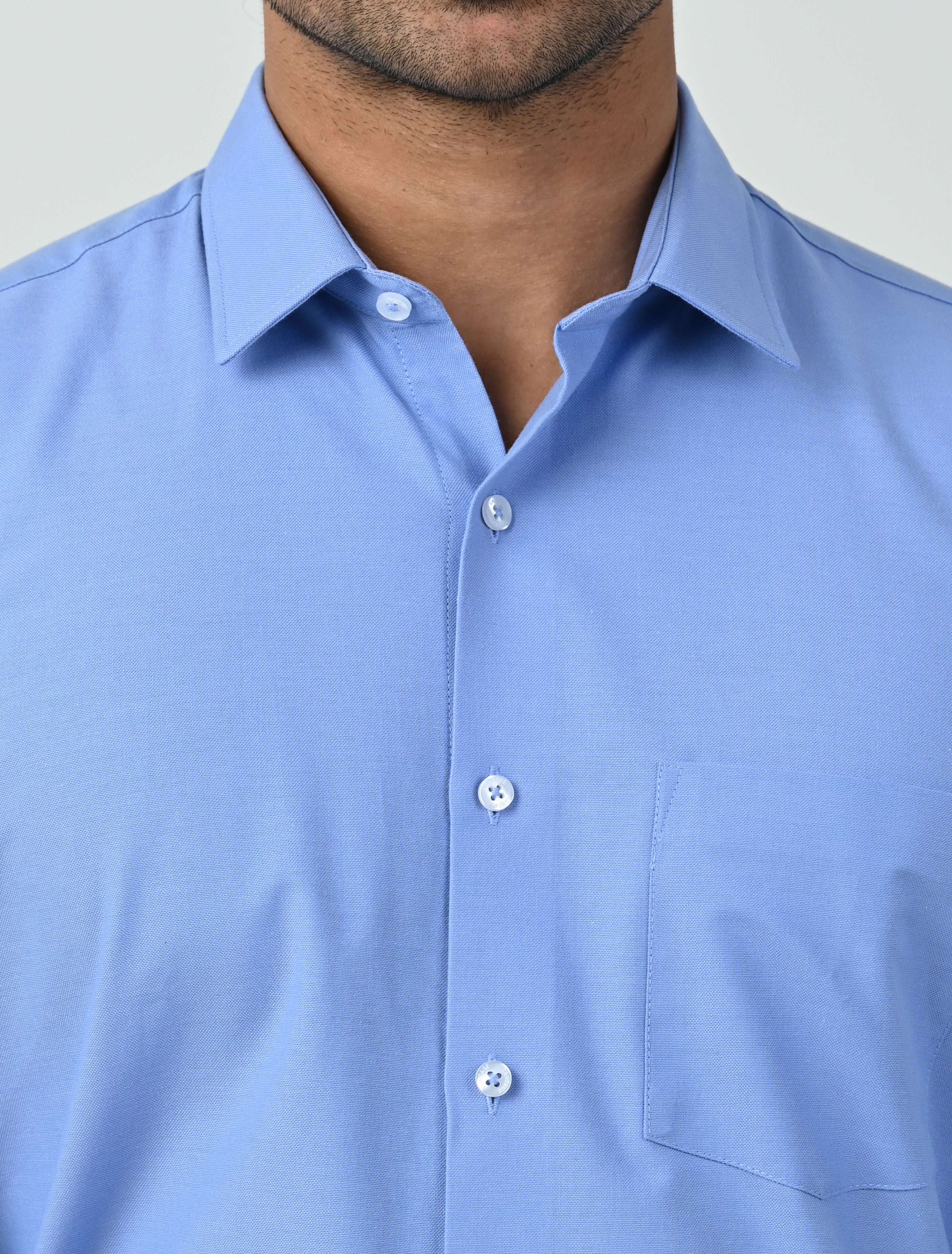 Vantage Blue Slim Fit Long Sleeve Oxford Men's Fashion Shirt