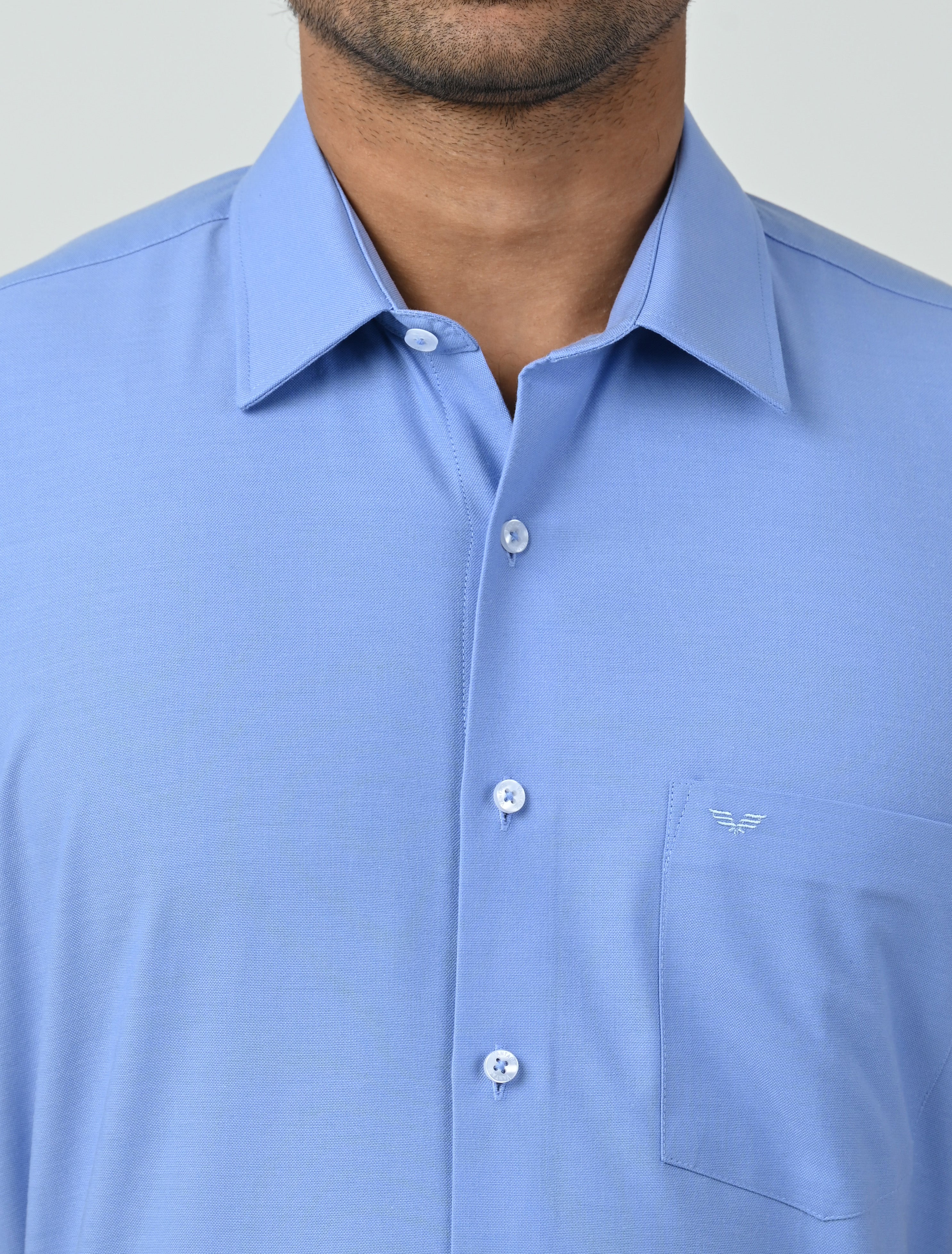 Vantage Blue Regular Fit Short Sleeve Oxford Men's Fashion Shirt