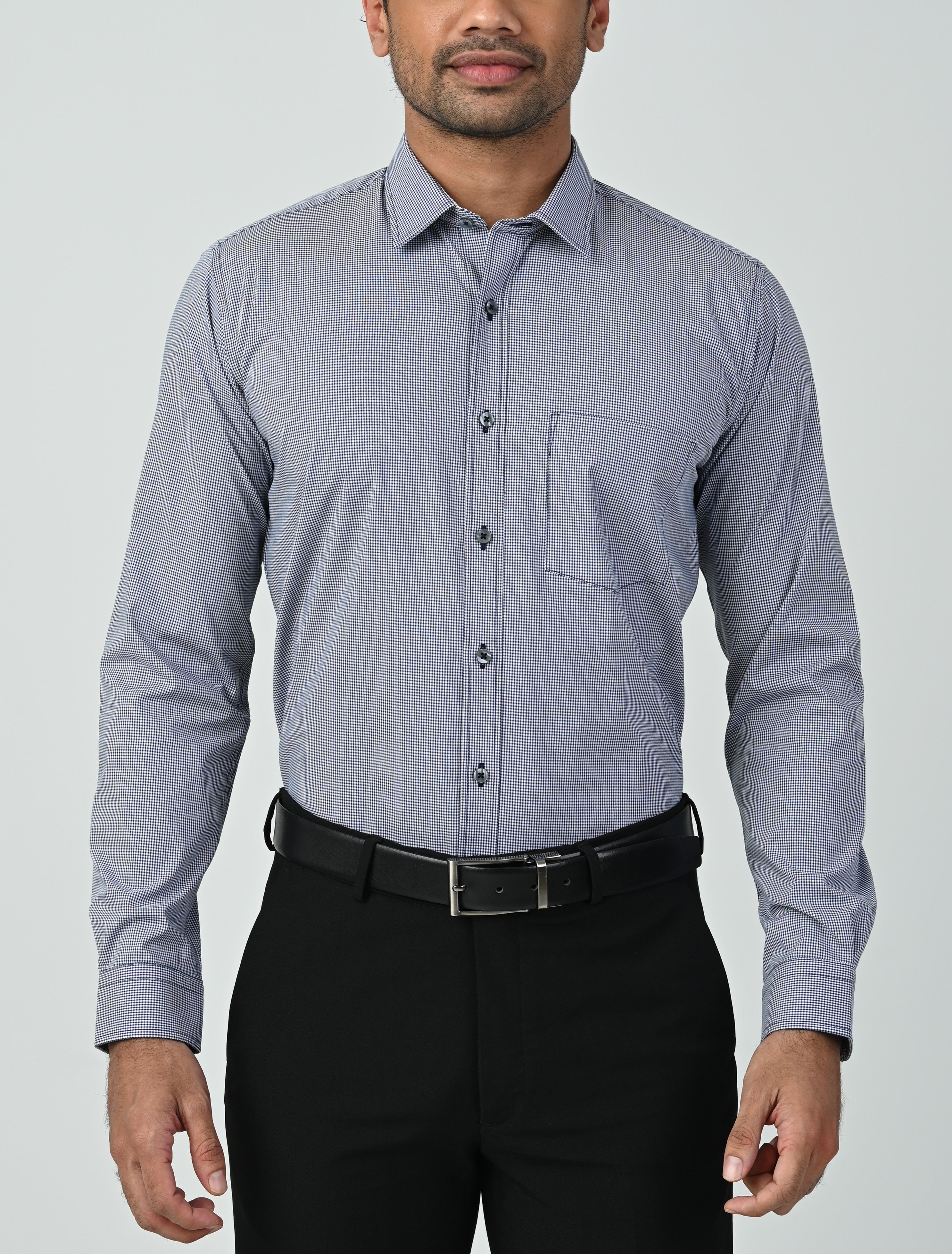 Vantage Uber Slim Fit  Long Sleeve Modal fabric Micro Check Men's Fashion Shirt