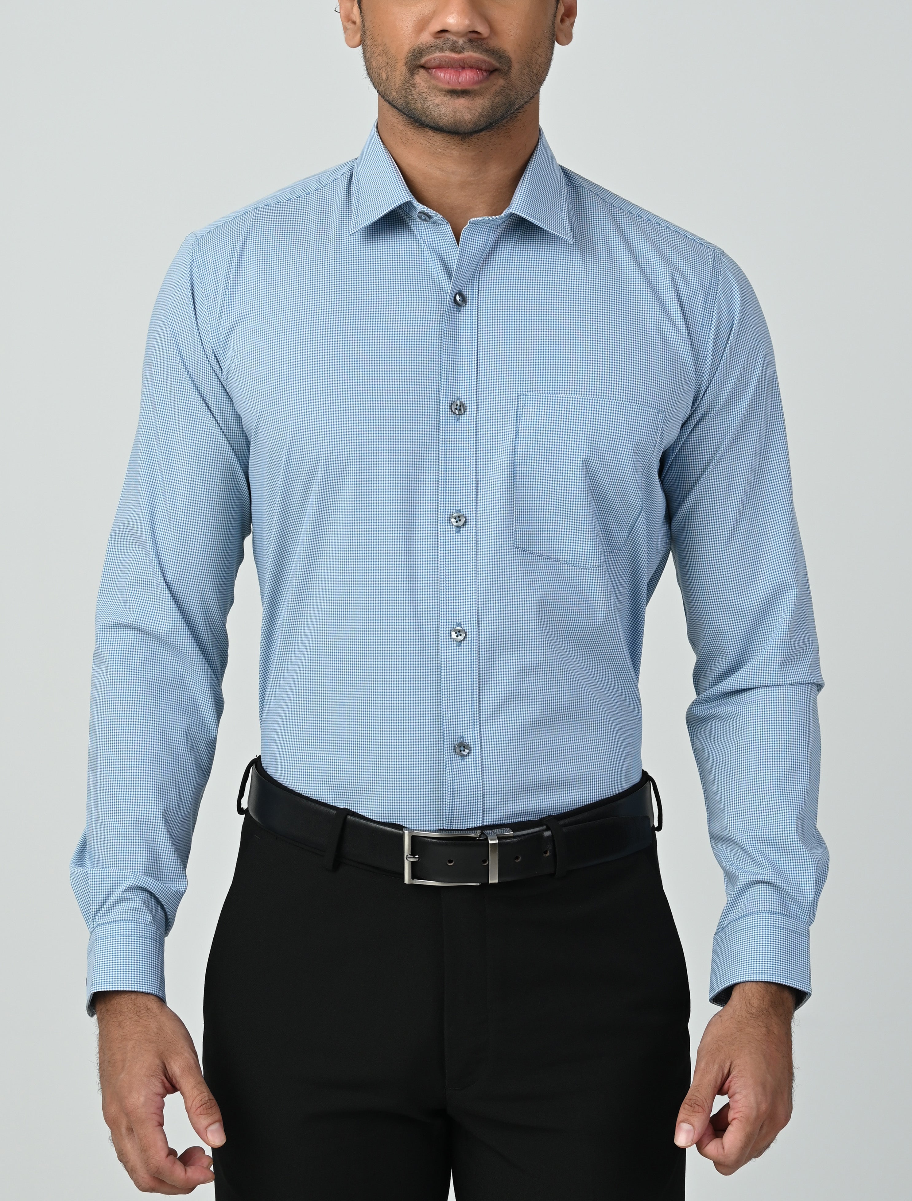 Vantage Uber Slim Fit  Long Sleeve Modal fabric Micro Check Men's Fashion Shirt