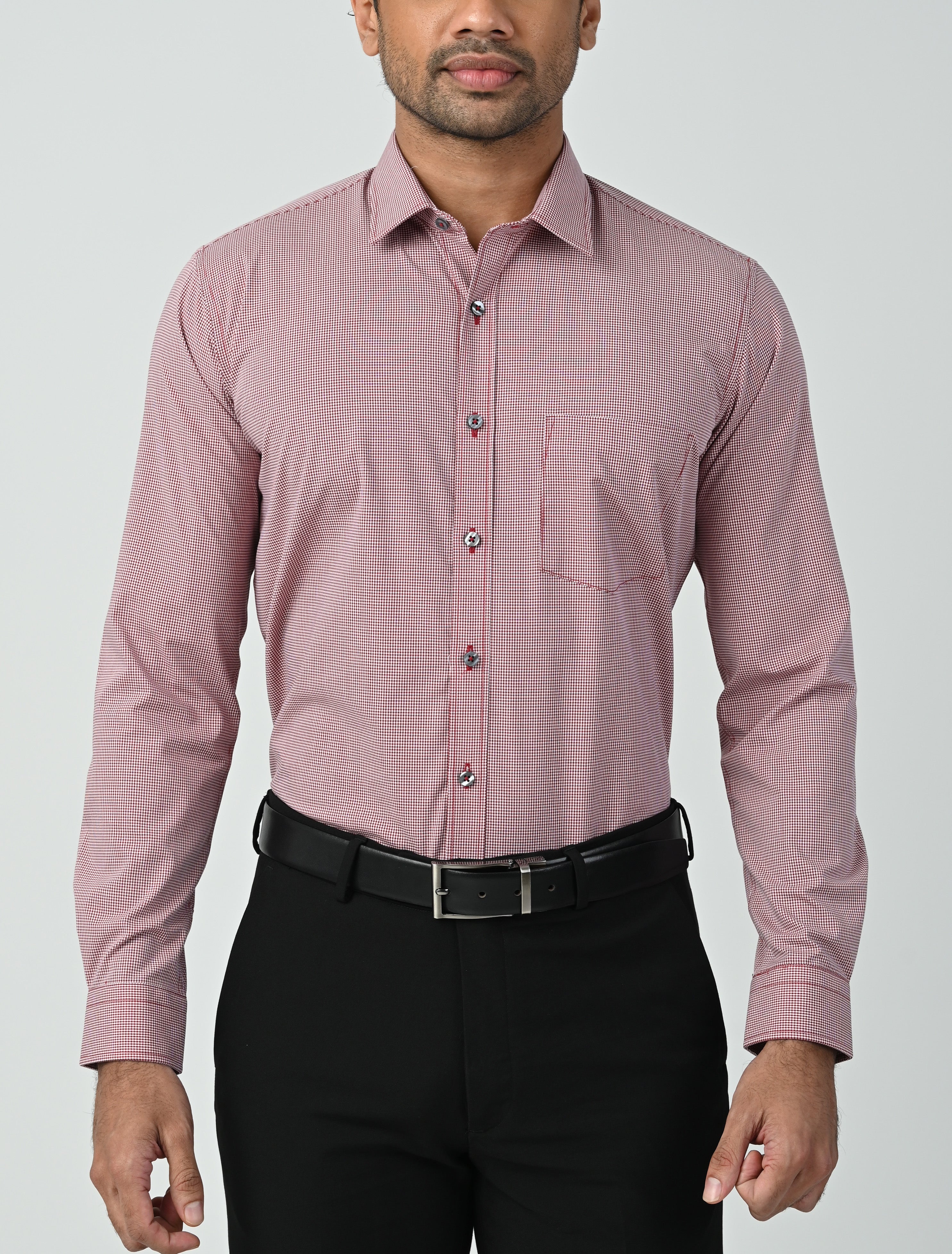 Vantage Uber Slim Fit  Long Sleeve Modal fabric Micro Check Men's Fashion Shirt