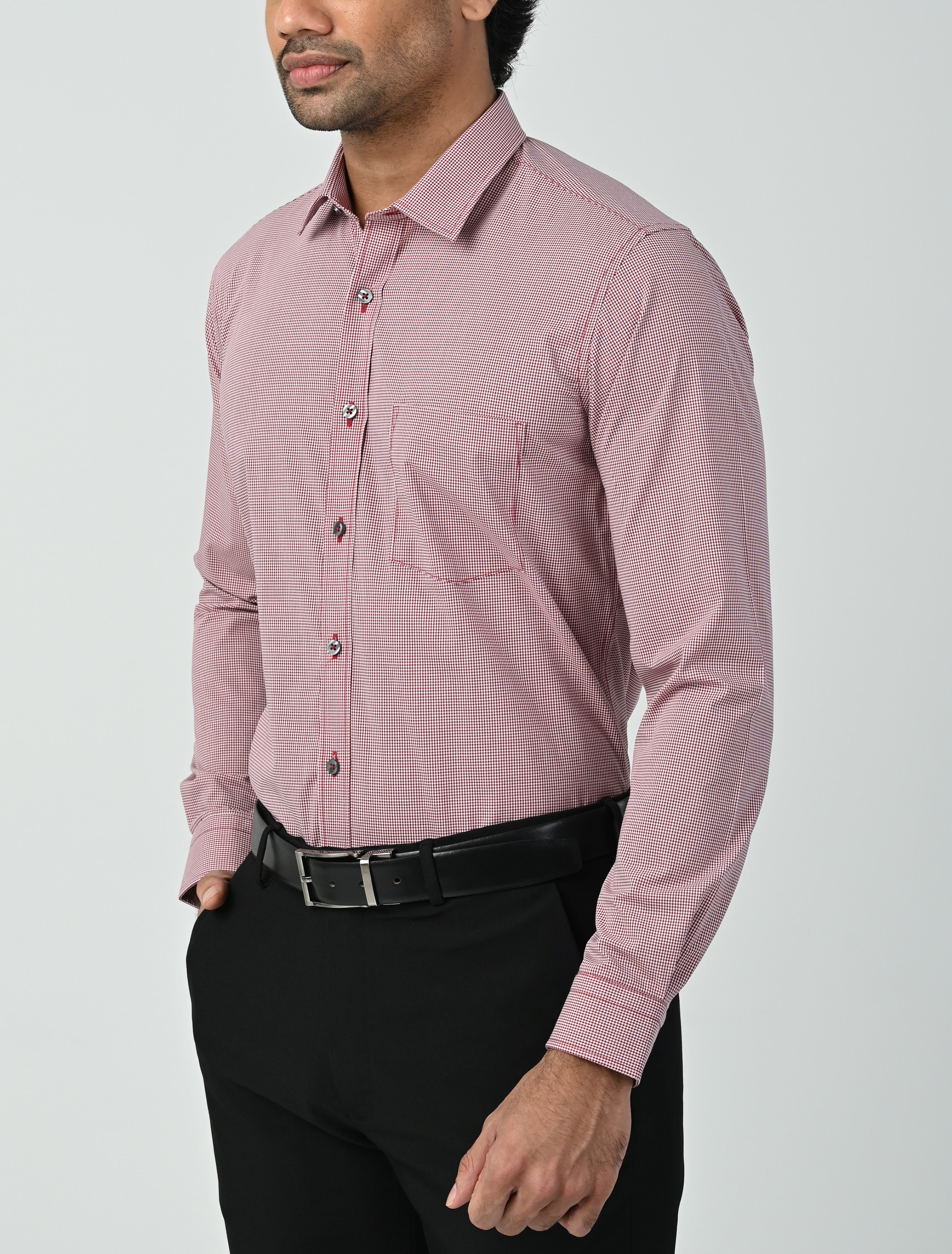 Vantage Uber Slim Fit  Long Sleeve Modal fabric Micro Check Men's Fashion Shirt