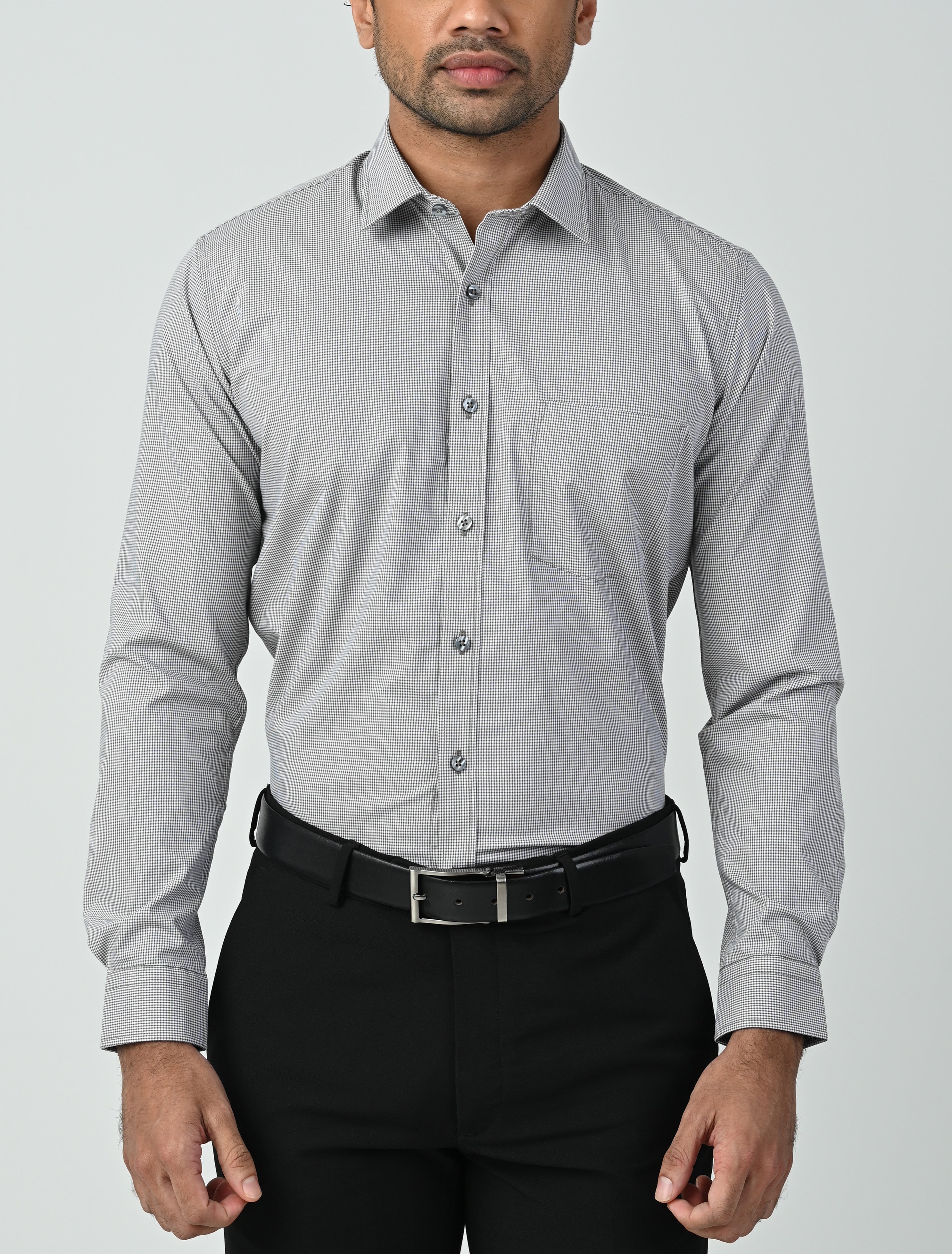 Vantage Uber Slim Fit  Long Sleeve Modal fabric Micro Check Men's Fashion Shirt