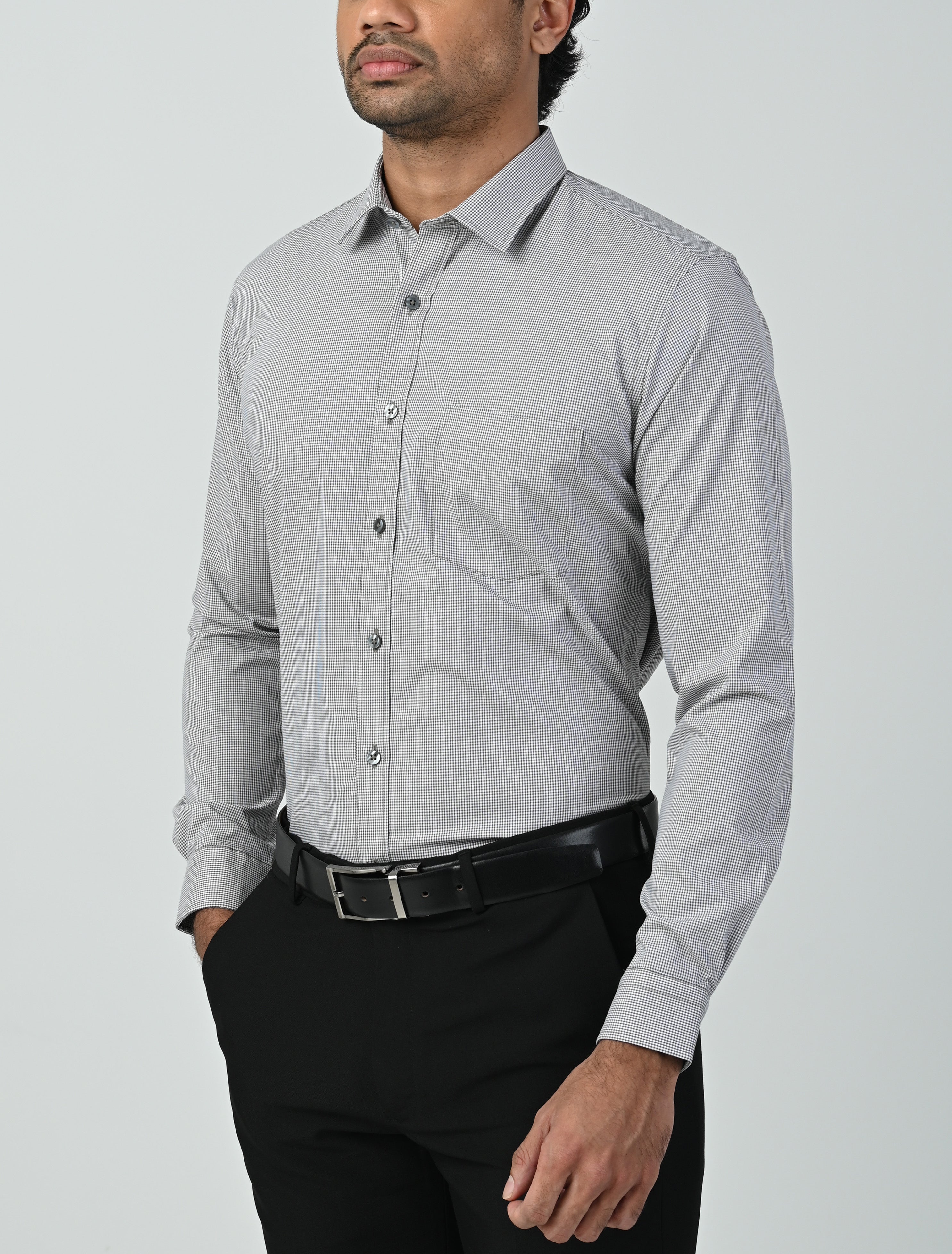 Vantage Uber Slim Fit  Long Sleeve Modal fabric Micro Check Men's Fashion Shirt