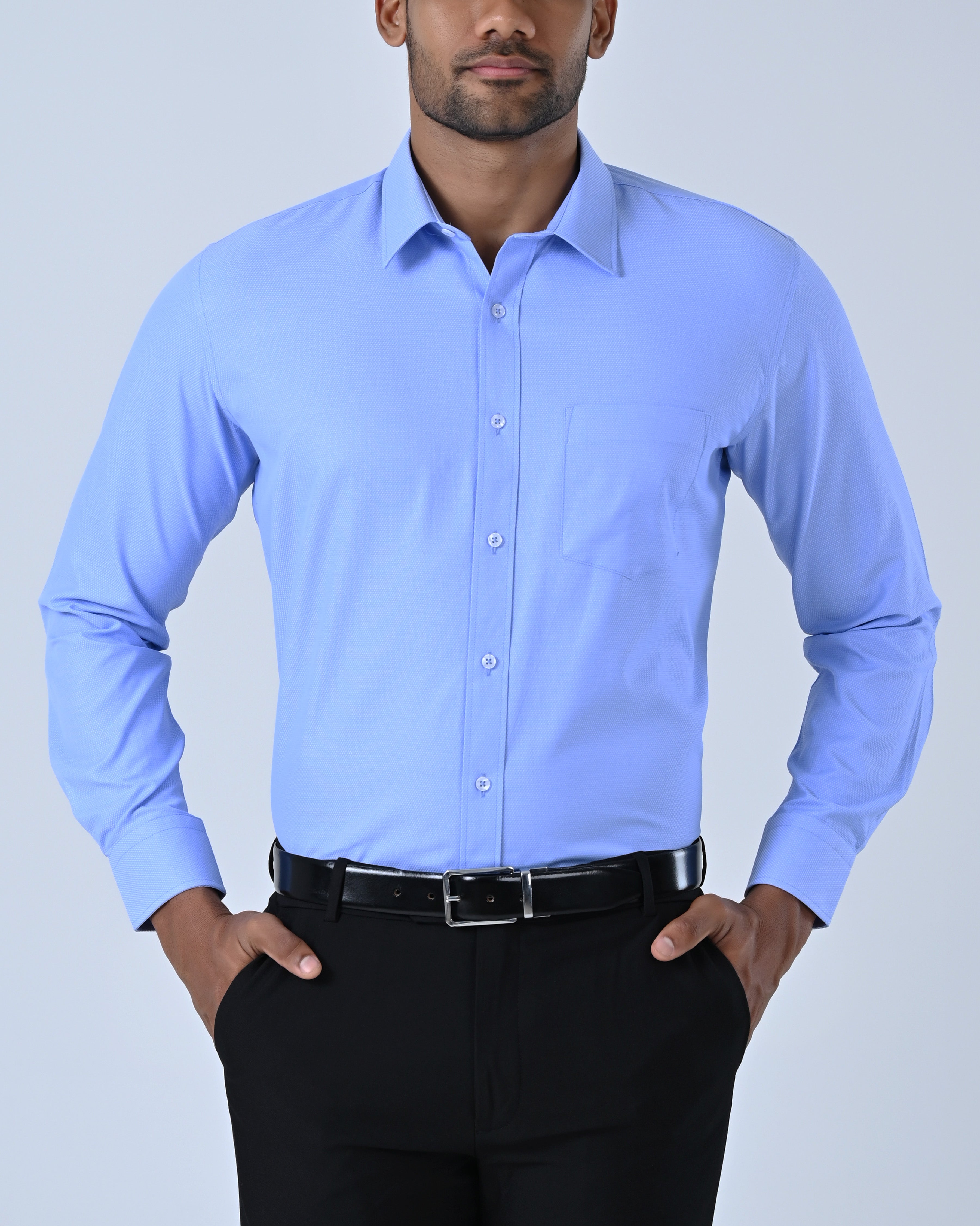 Vantage Business Regular Fit Long Sleeve Dobby Mens Shirt