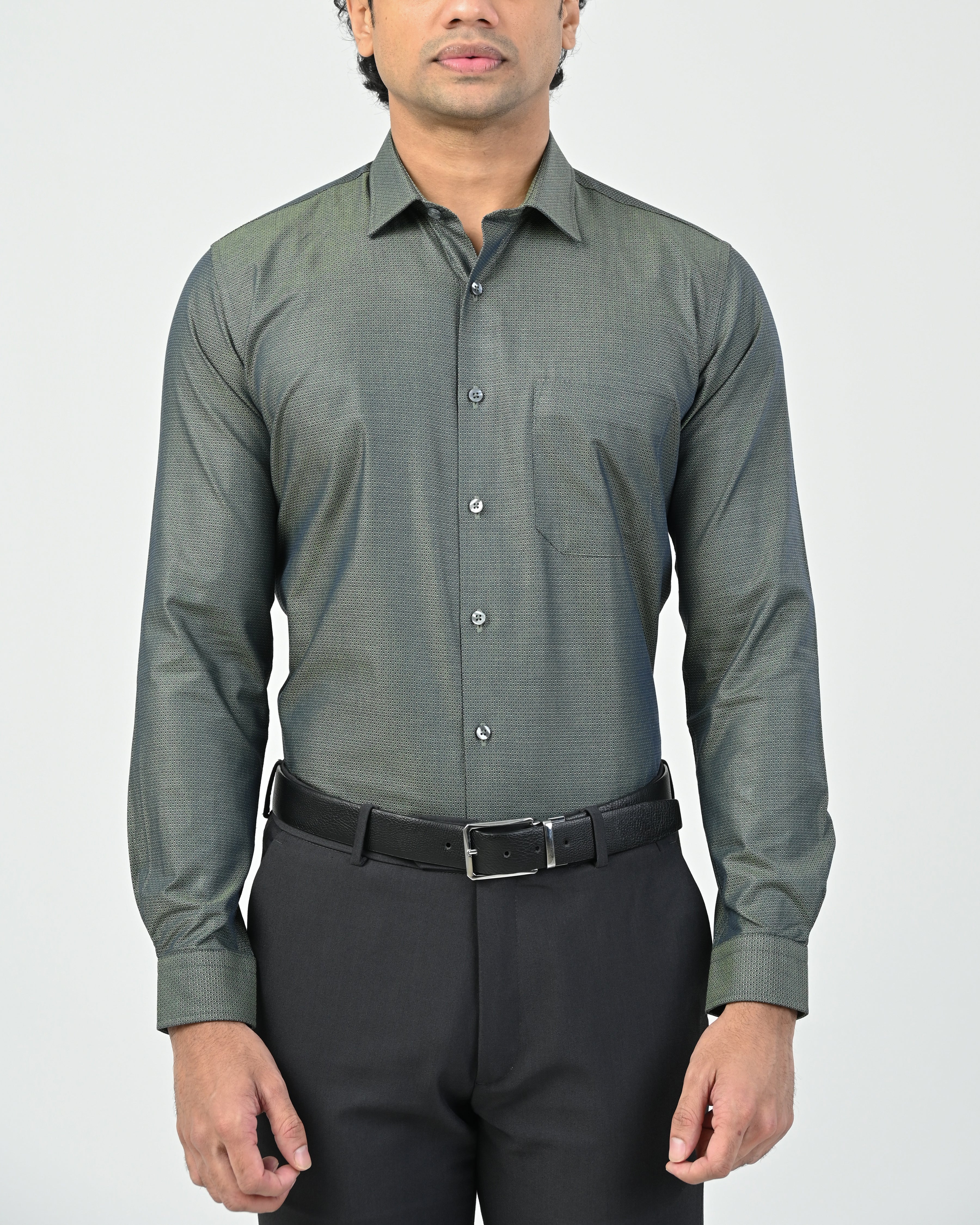 Vantage Blue Premium Giza 100% Cotton Dobby Slim Fit Long Sleeve Men’s Shirt