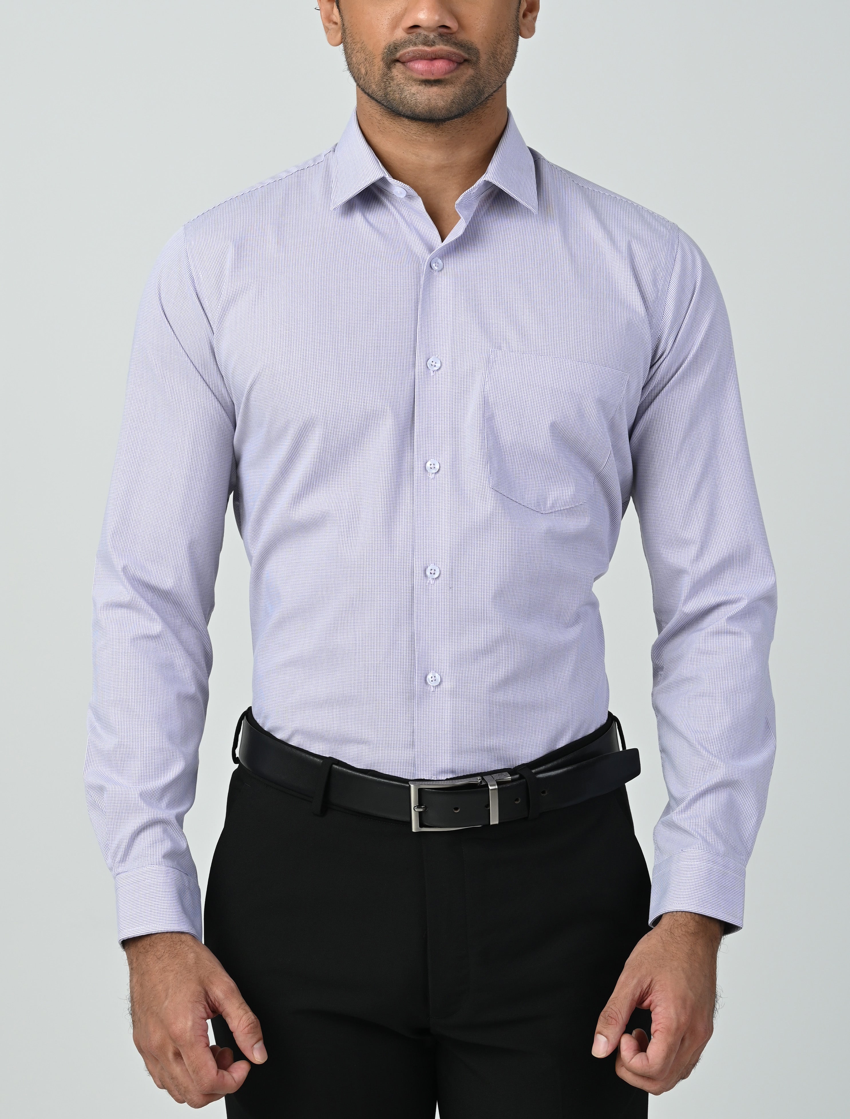 Vantage Uber Slim Fit  Long Sleeve Modal fabric Micro Check Men's Fashion Shirt