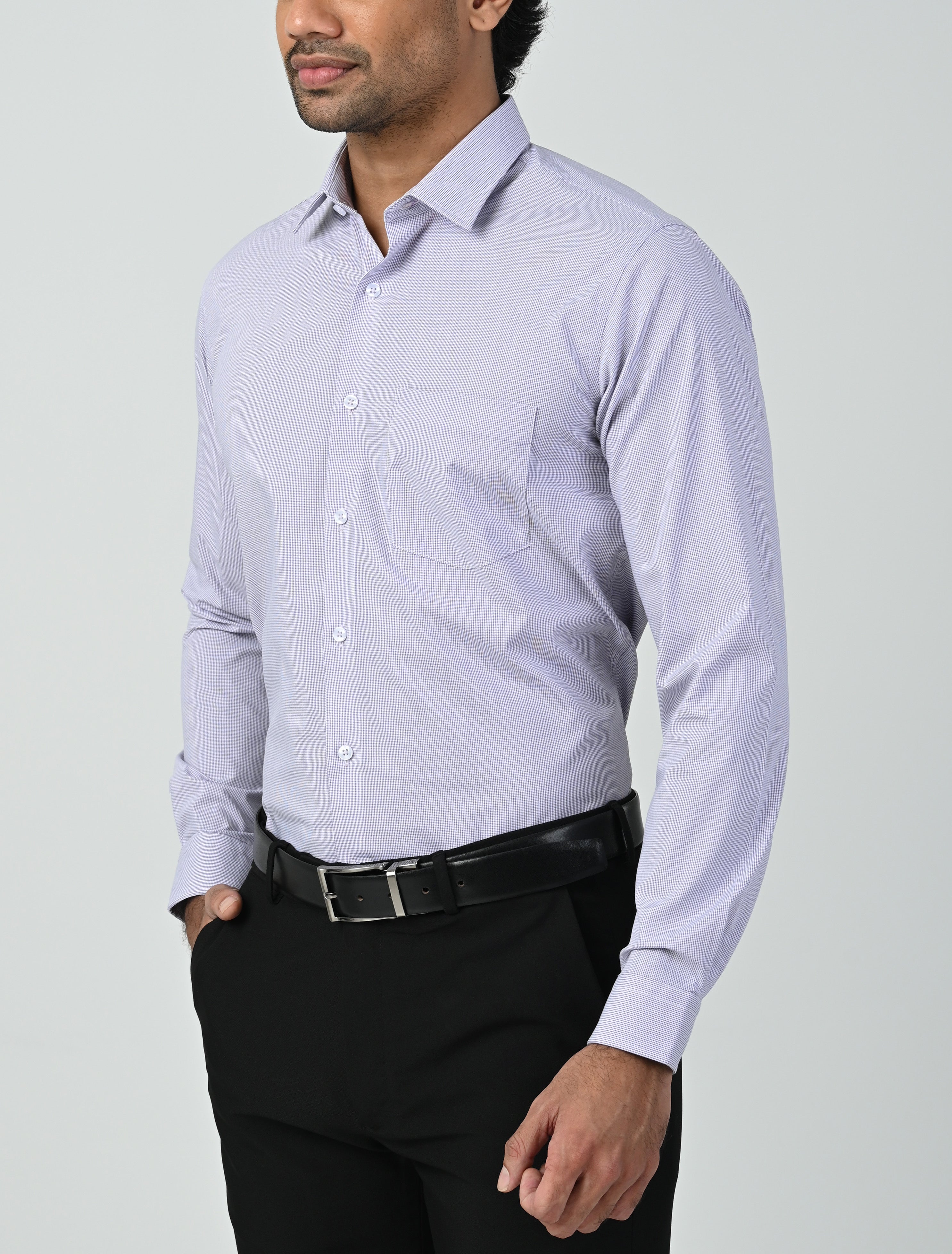 Vantage Uber Slim Fit  Long Sleeve Modal fabric Micro Check Men's Fashion Shirt