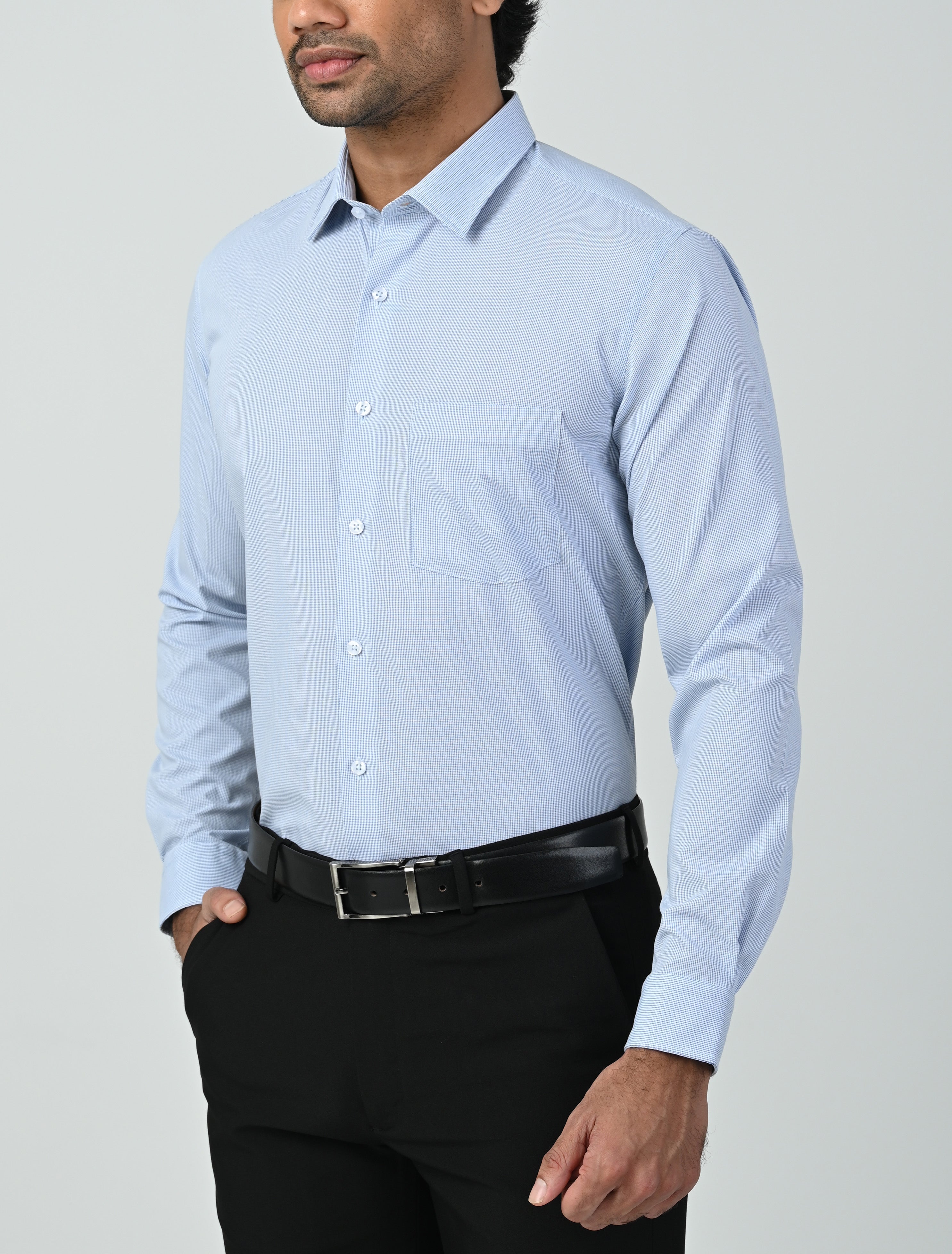 Vantage Uber Slim Fit  Long Sleeve Modal fabric Micro Check Men's Fashion Shirt