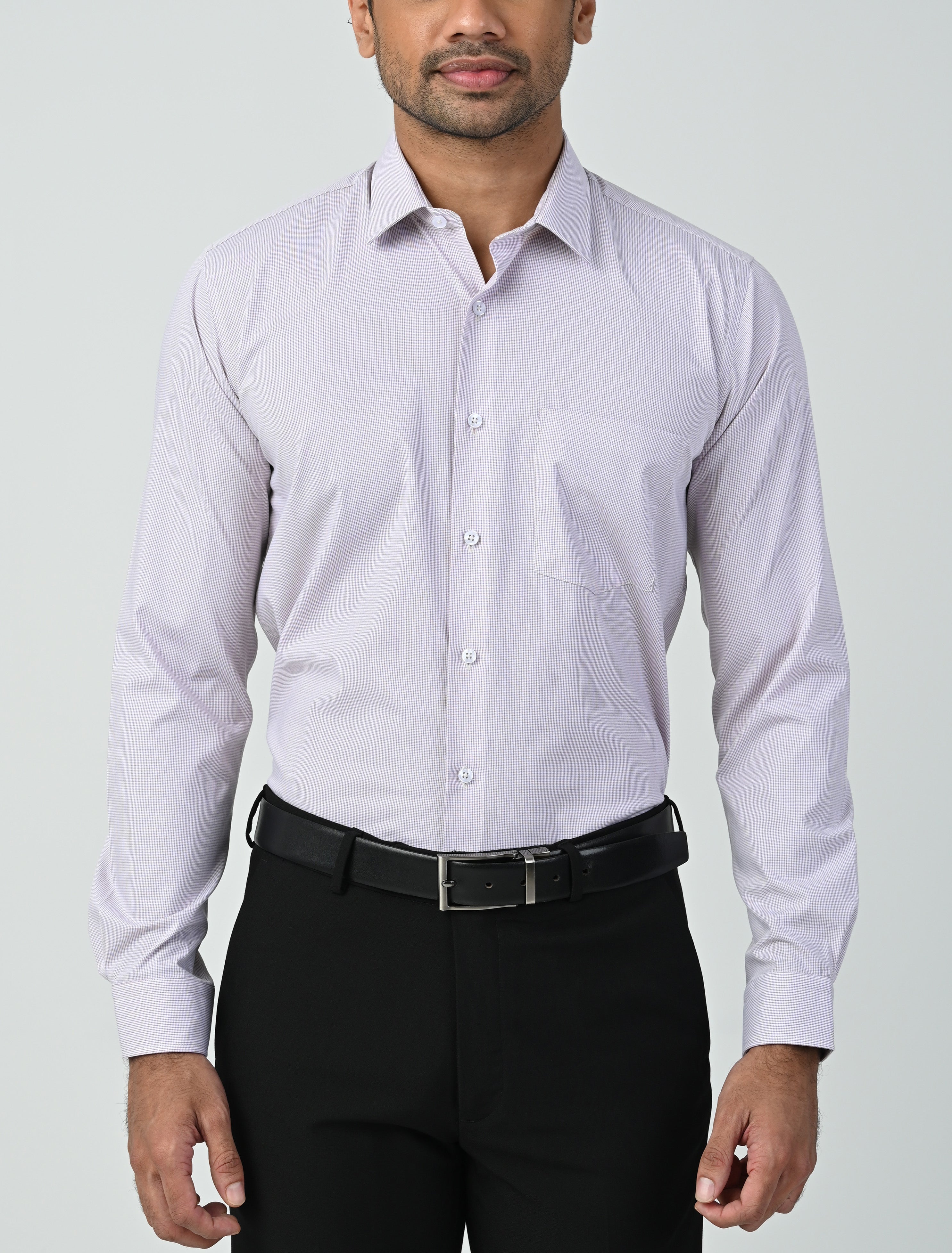 Vantage Uber Slim Fit  Long Sleeve Modal fabric Micro Check Men's Fashion Shirt