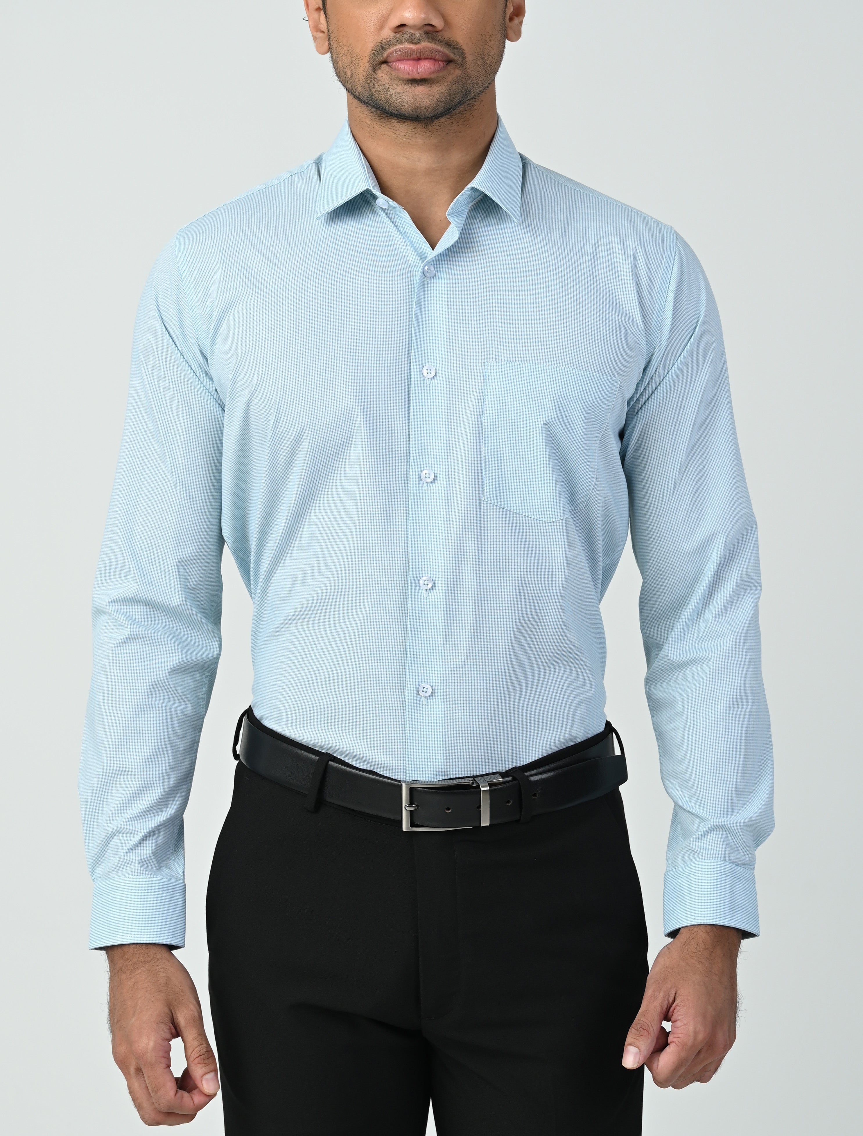 Vantage Uber Slim Fit  Long Sleeve Modal fabric Micro Check Men's Fashion Shirt