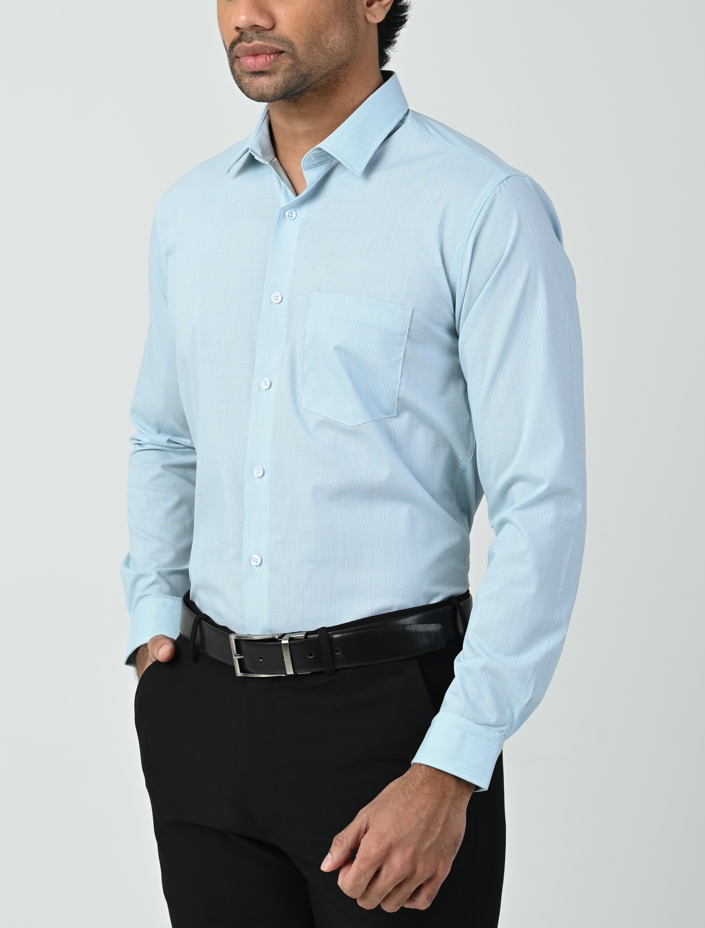 Vantage Uber Slim Fit  Long Sleeve Modal fabric Micro Check Men's Fashion Shirt