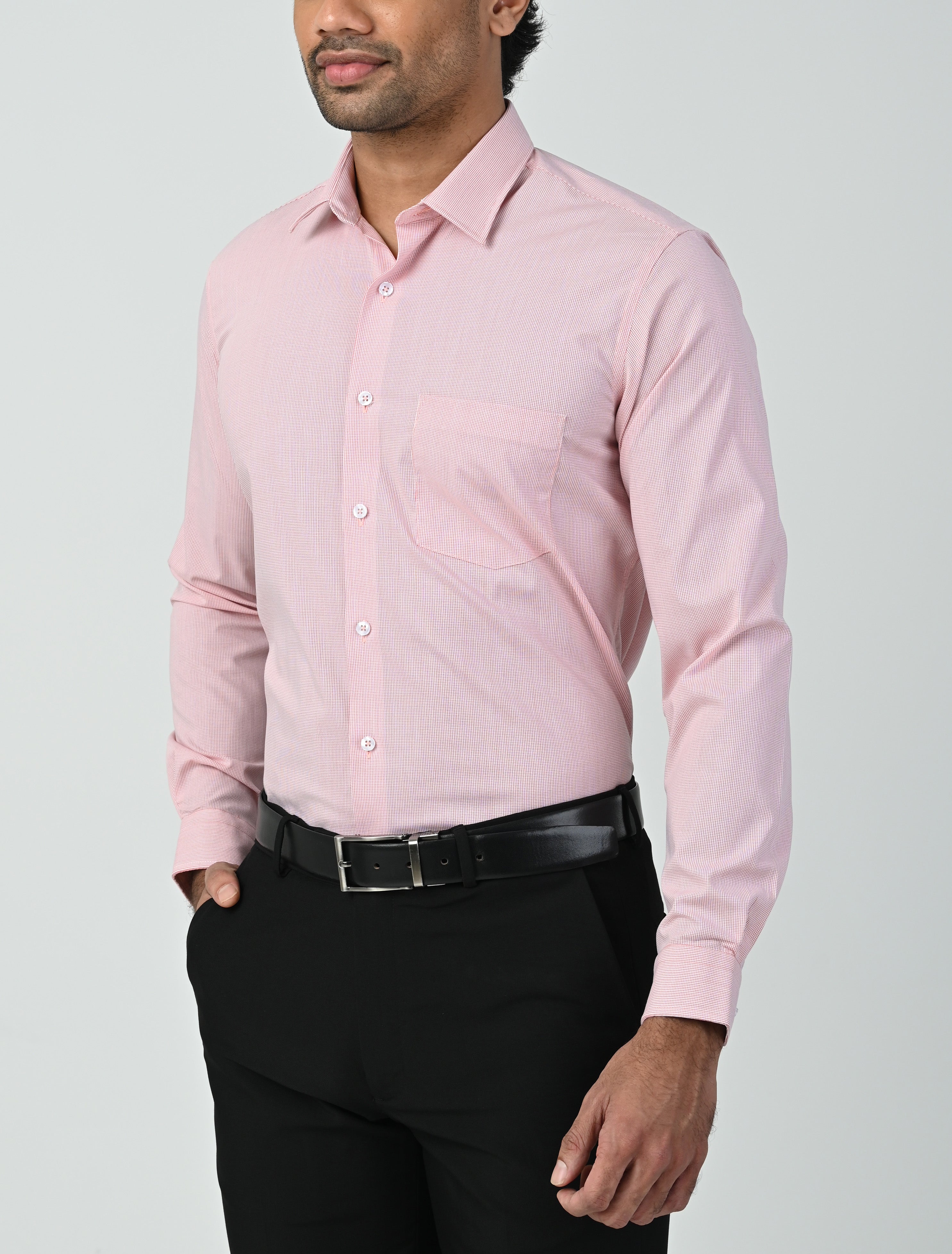 Vantage Uber Slim Fit  Long Sleeve Modal fabric Micro Check Men's Fashion Shirt